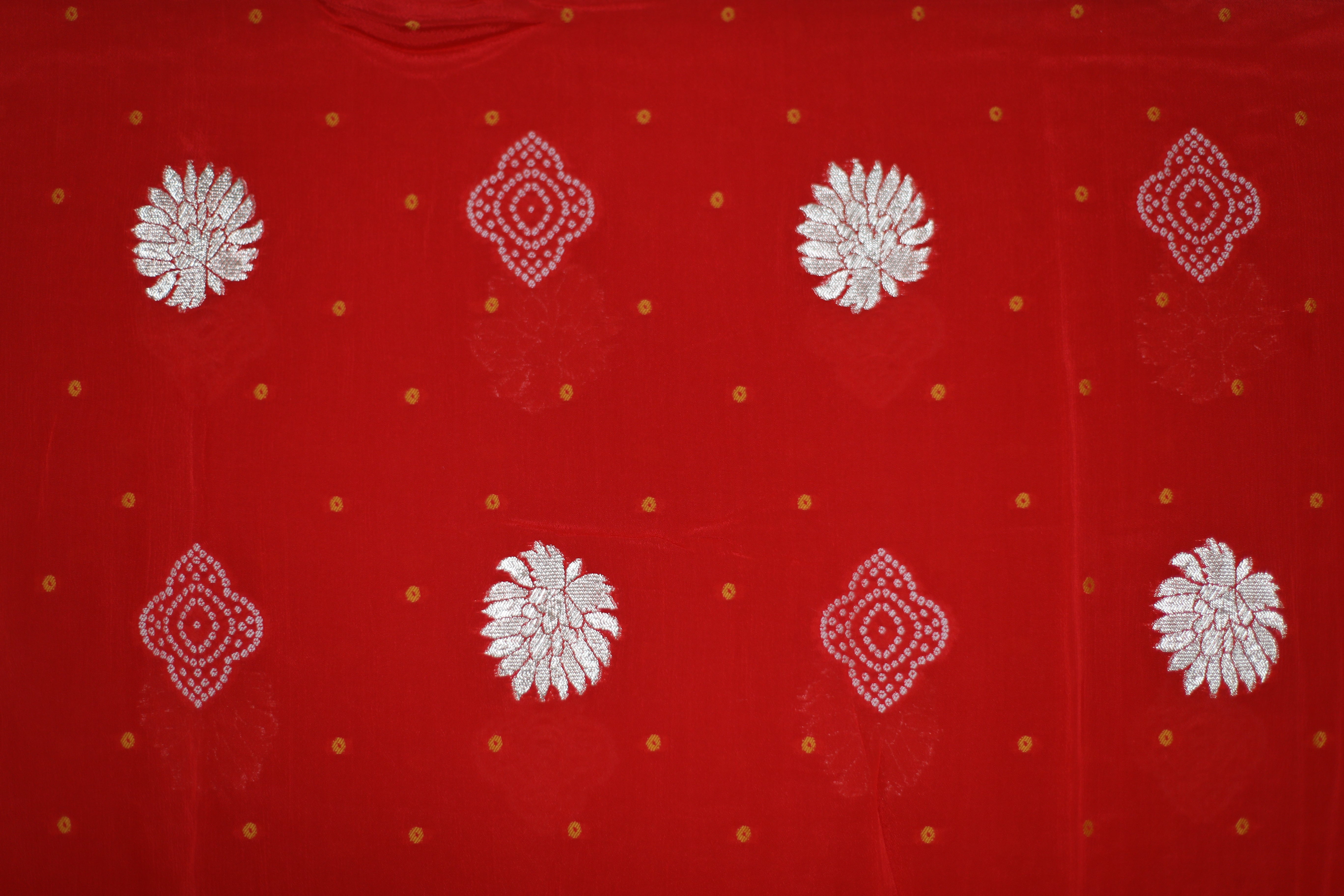 Pure Chinon Bandhini Banarasi Dupatta - Red
