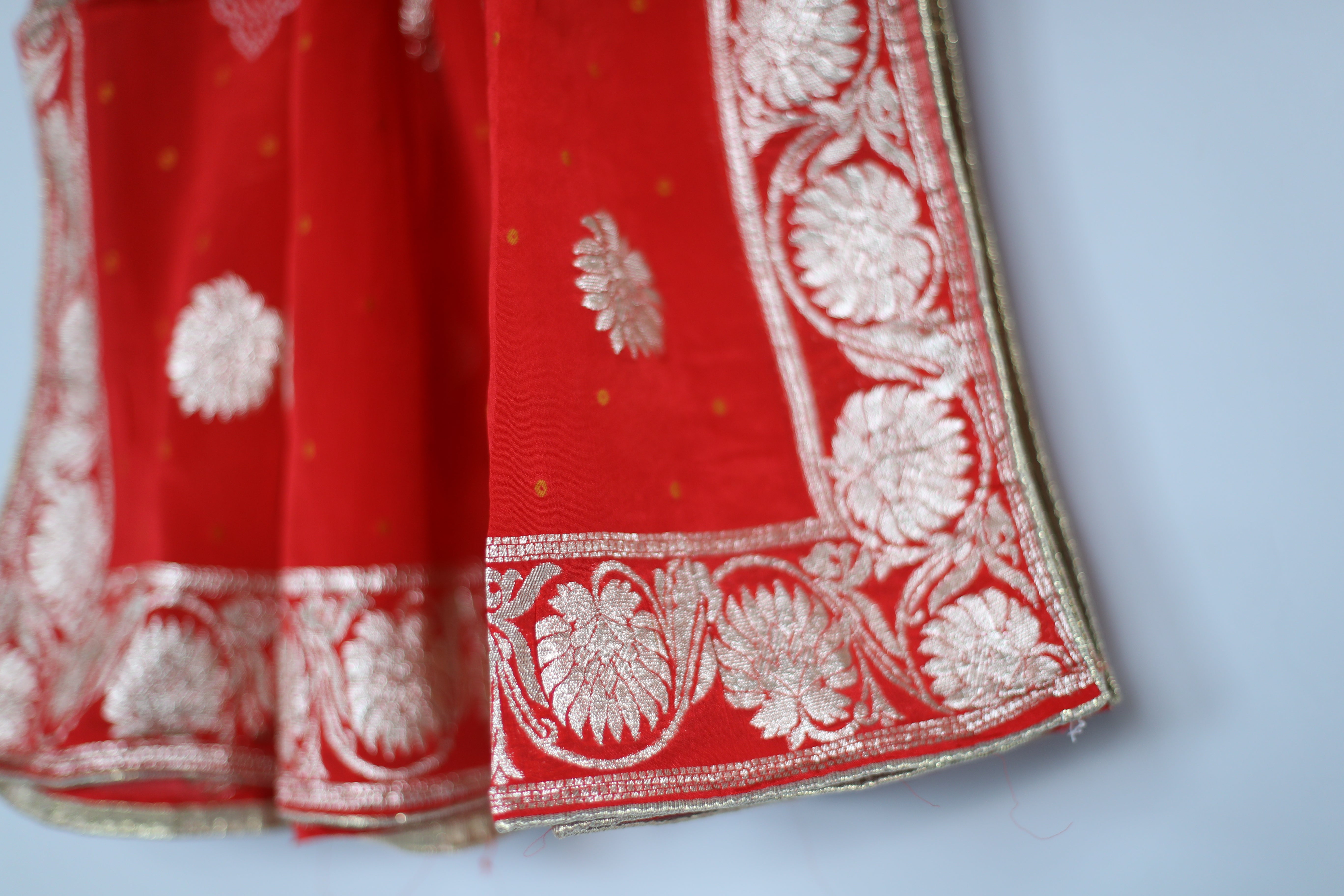 Pure Chinon Bandhini Banarasi Dupatta - Red