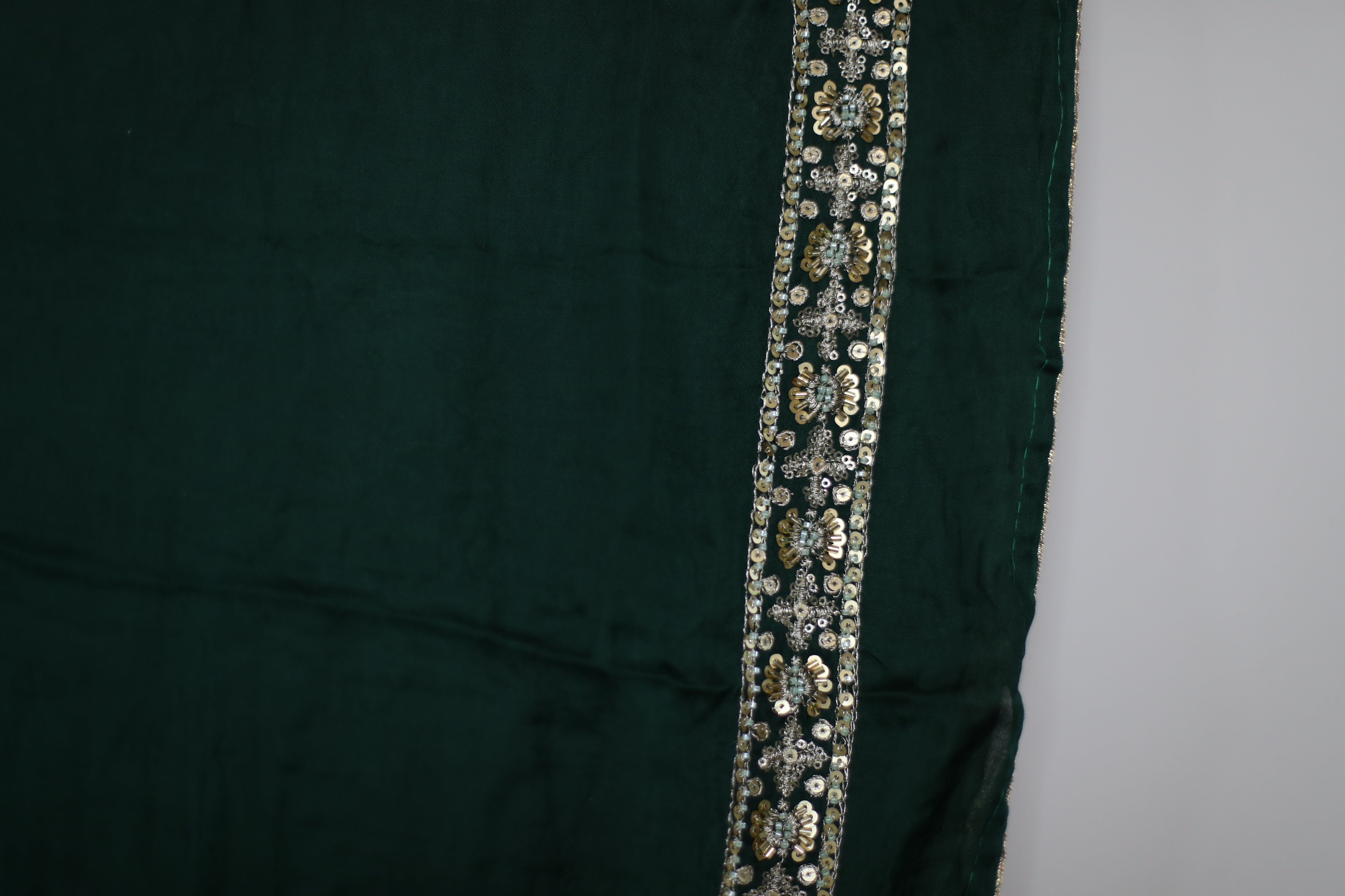 Gaji Vintage Pearl & Cutdana Work Dupatta - Green