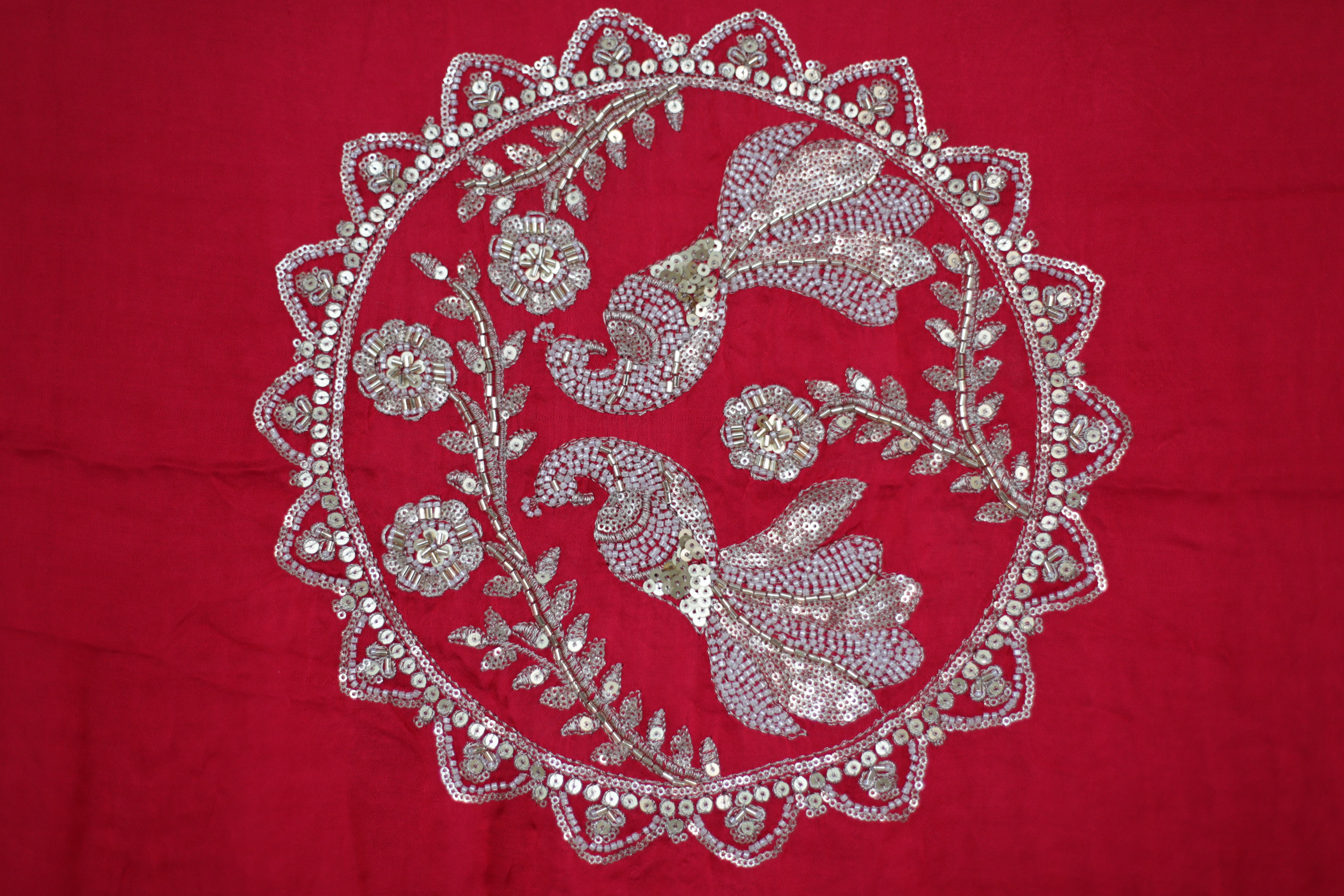 Gaji Vintage Pearl & Cutdana Work Dupatta - Rani
