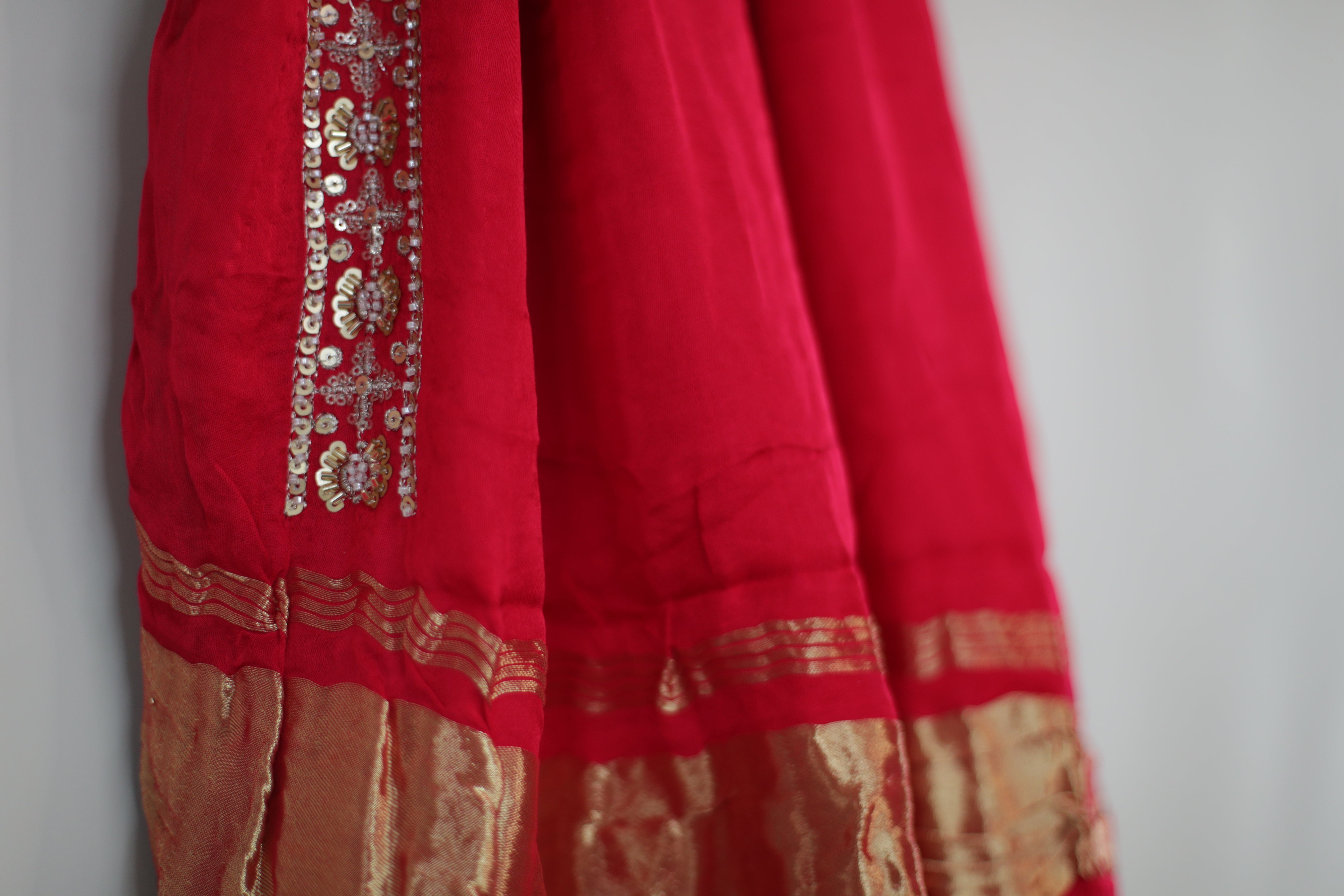 Gaji Vintage Pearl & Cutdana Work Dupatta - Rani