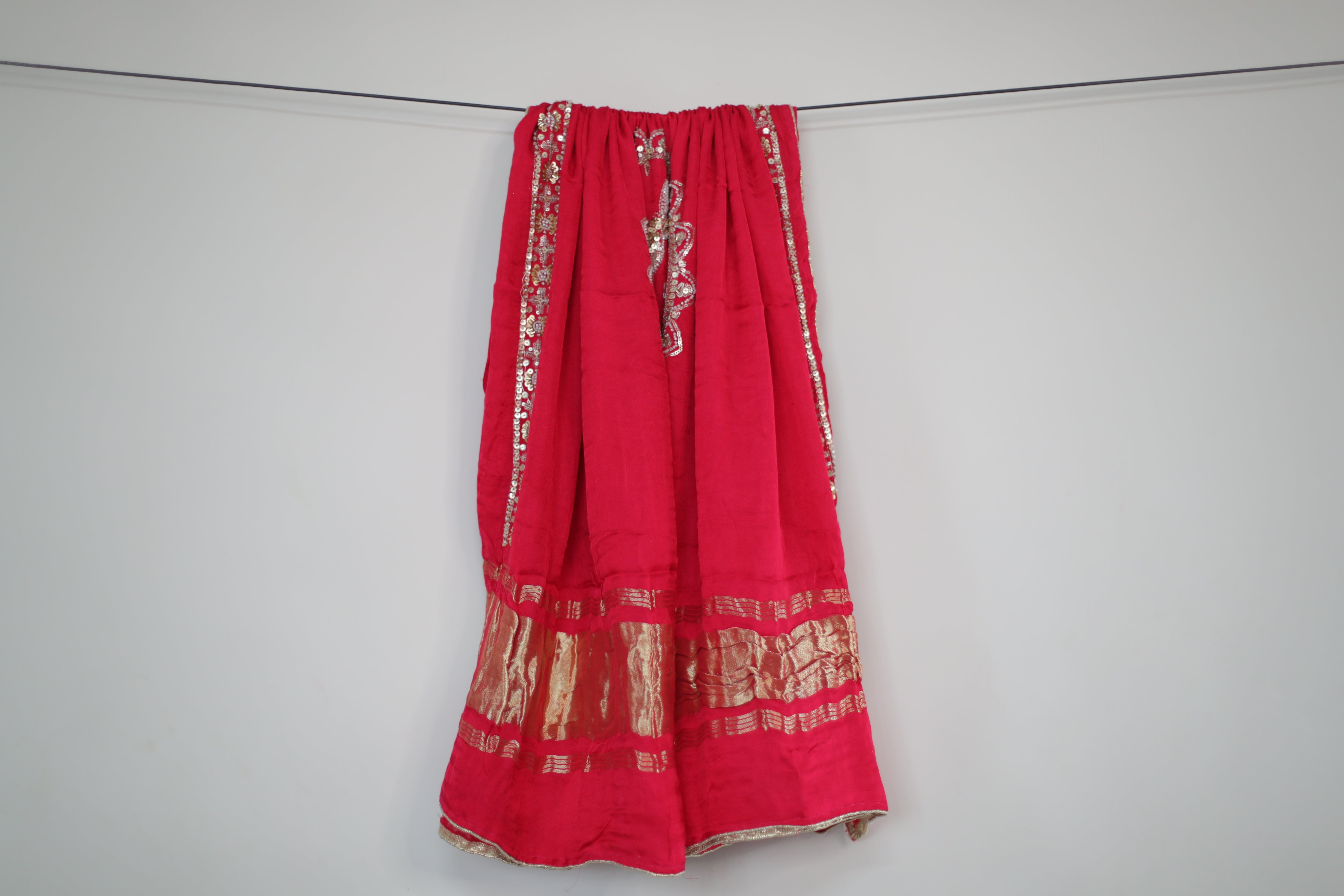 Gaji Vintage Pearl & Cutdana Work Dupatta - Rani