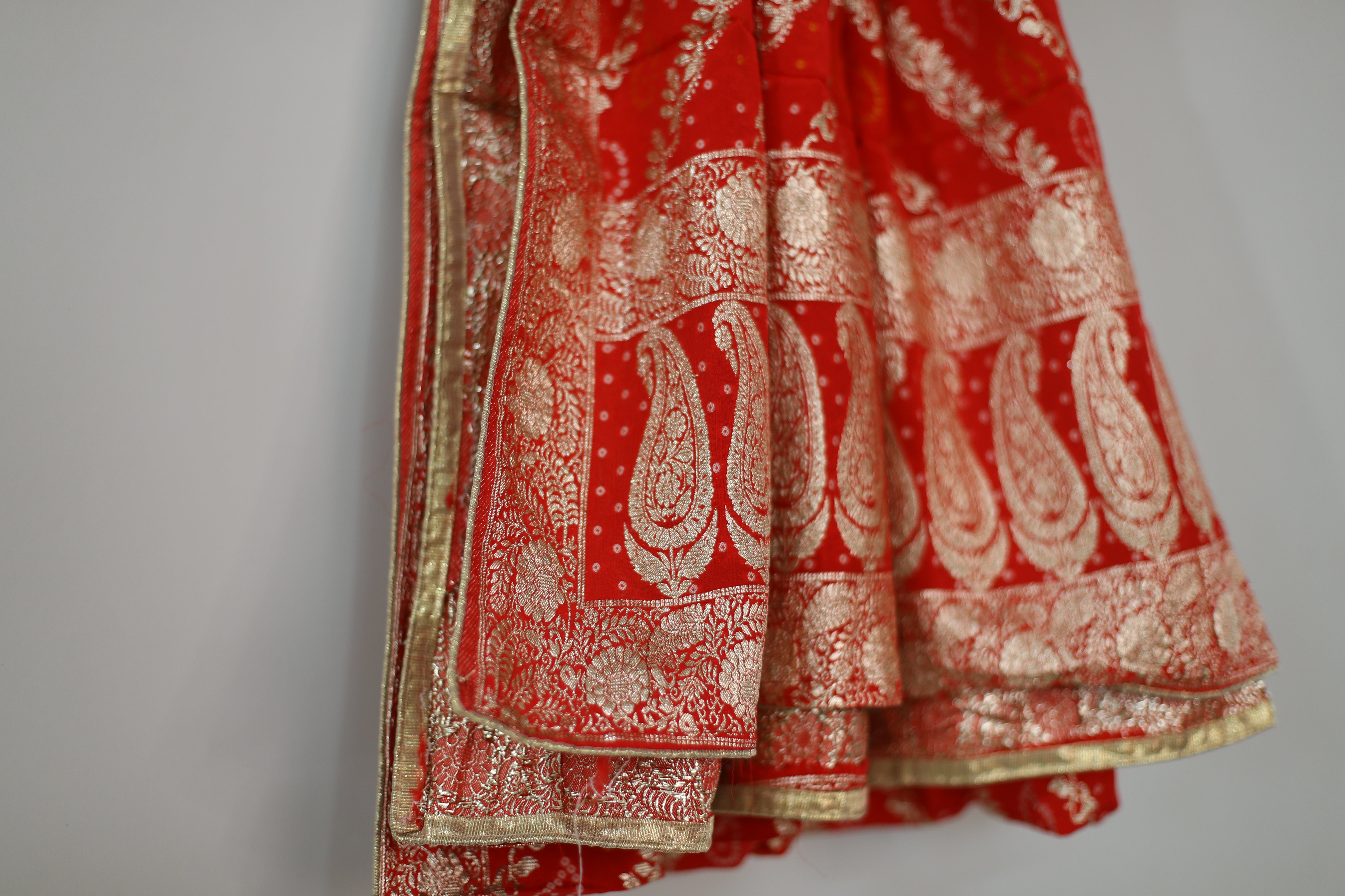 Pure Chinon Banarasi Dupatta - Red
