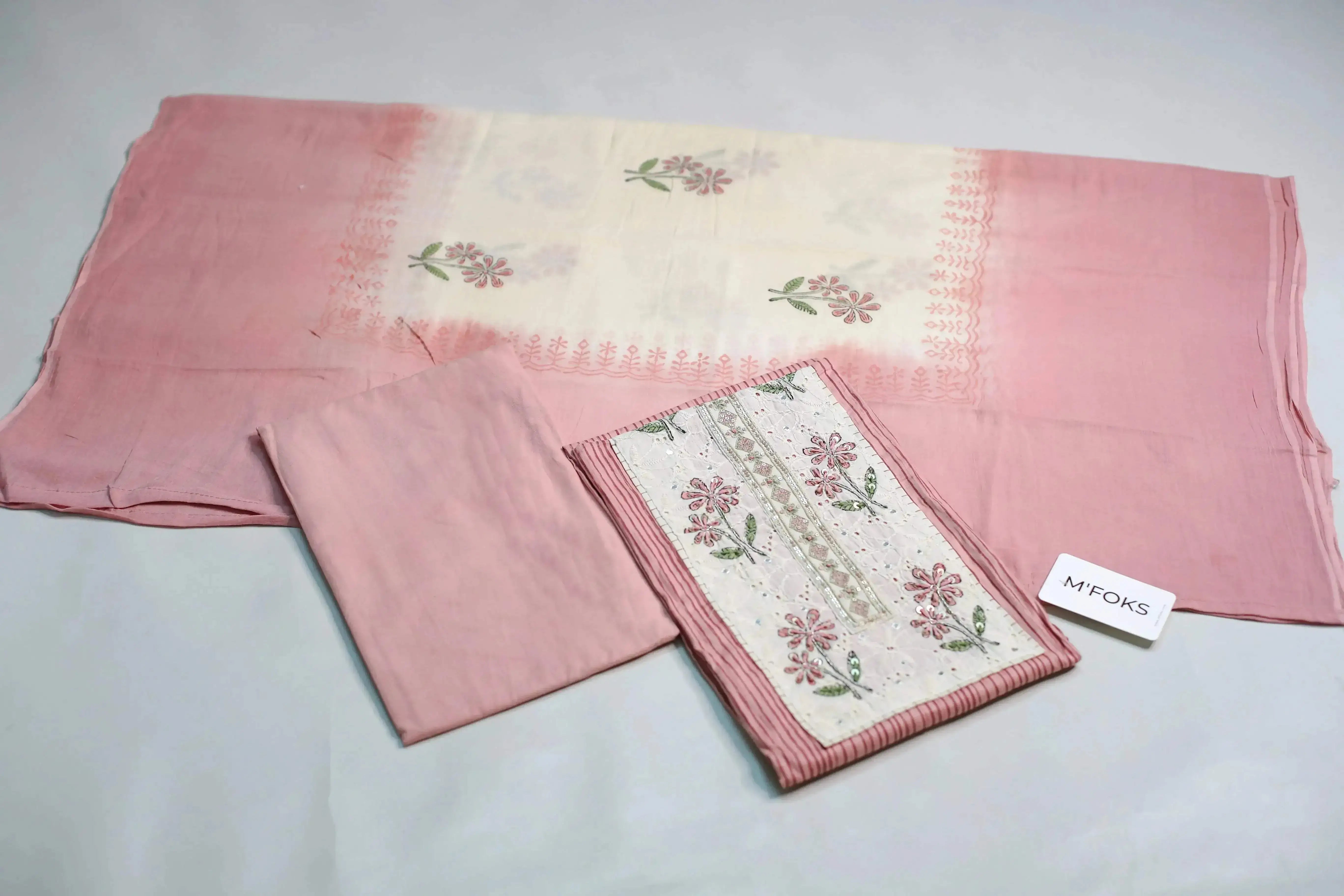 Cotton Unstitched Suit Set with Dupatta - M'Foks