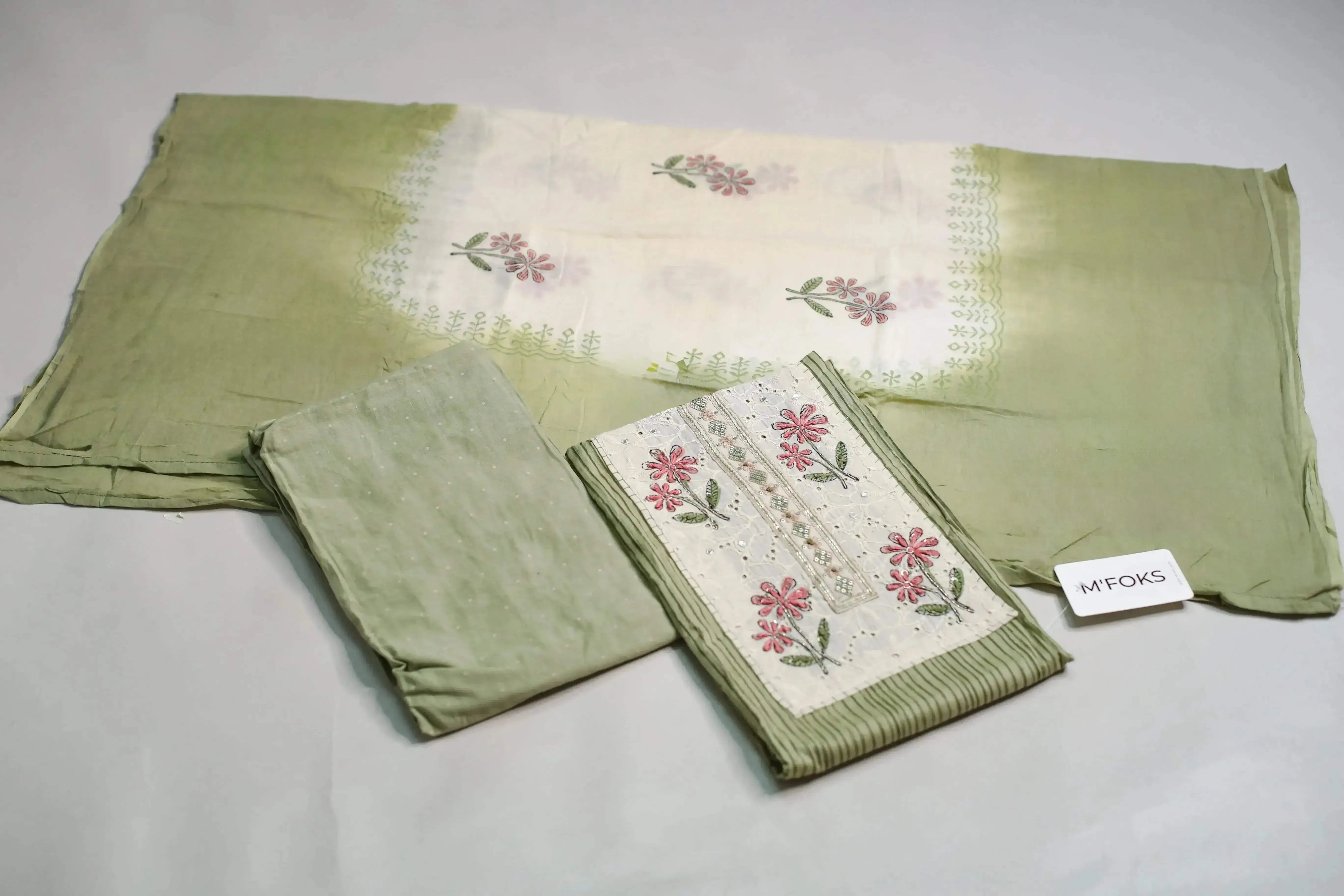 Cotton Unstitched Suit Set with Dupatta - M'Foks