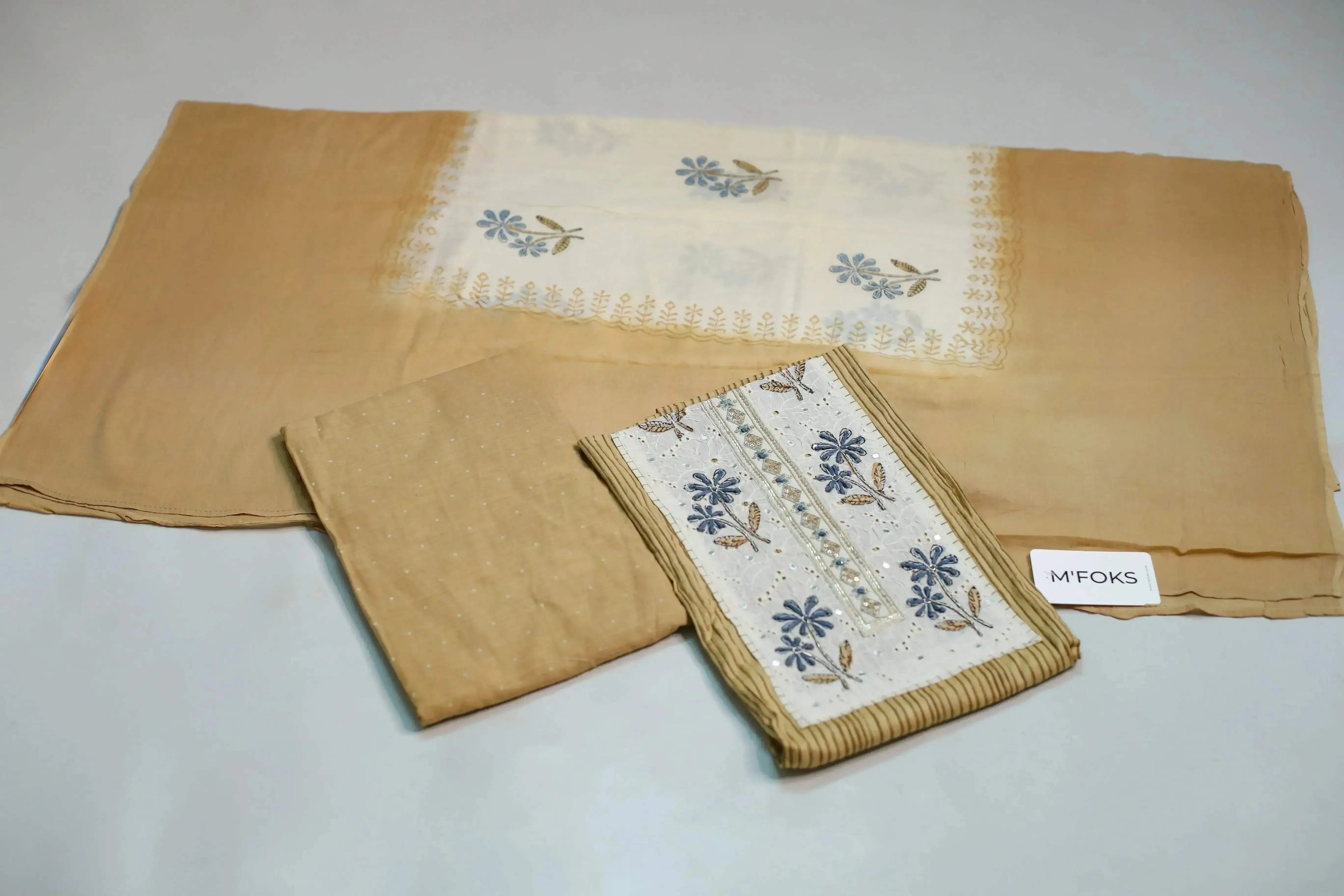 Cotton Unstitched Suit Set with Dupatta - M'Foks