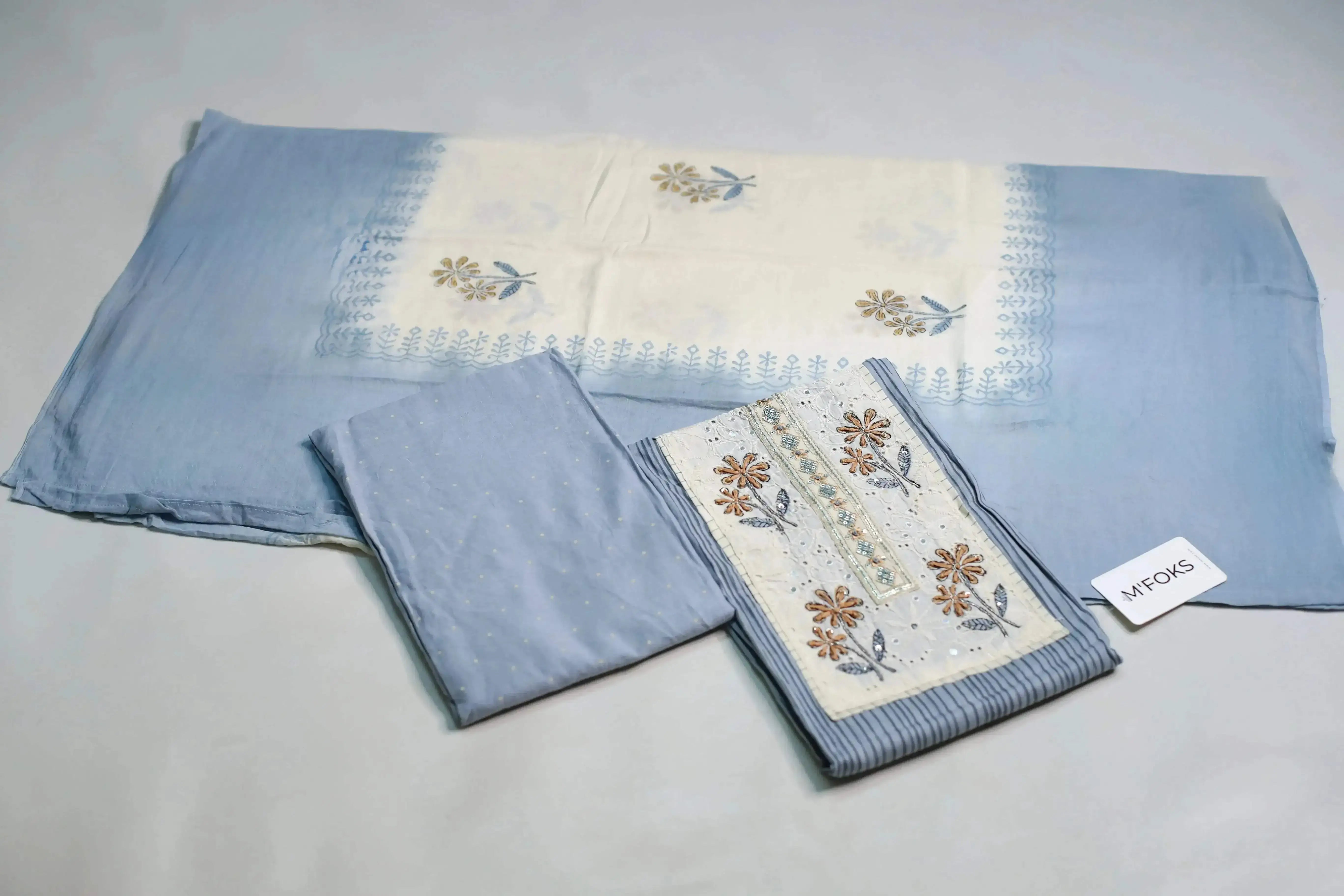 Cotton Unstitched Suit Set with Dupatta - M'Foks