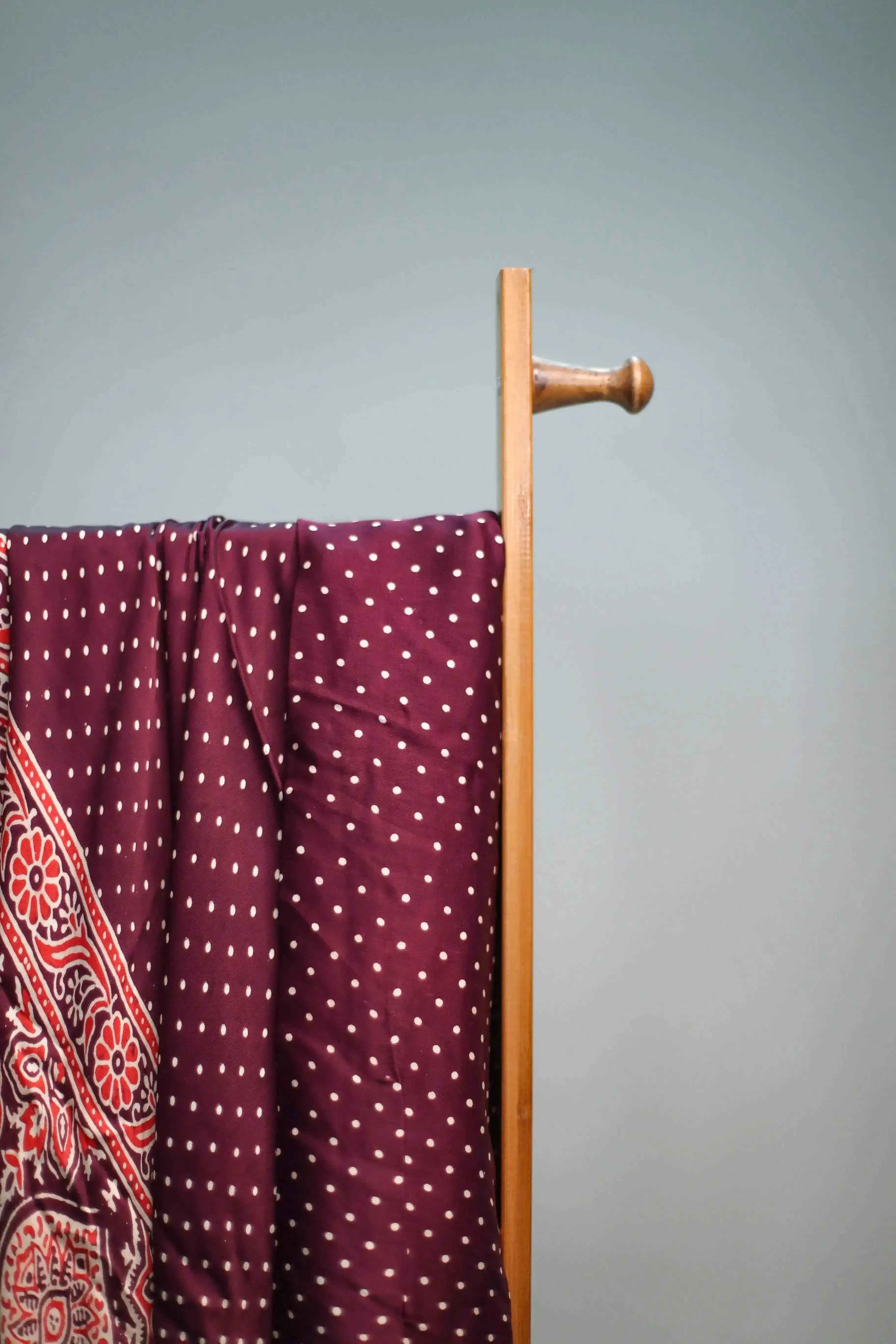 Pure Modal Silk Ajrakh Print Dupatta/Stole - Pure Wine