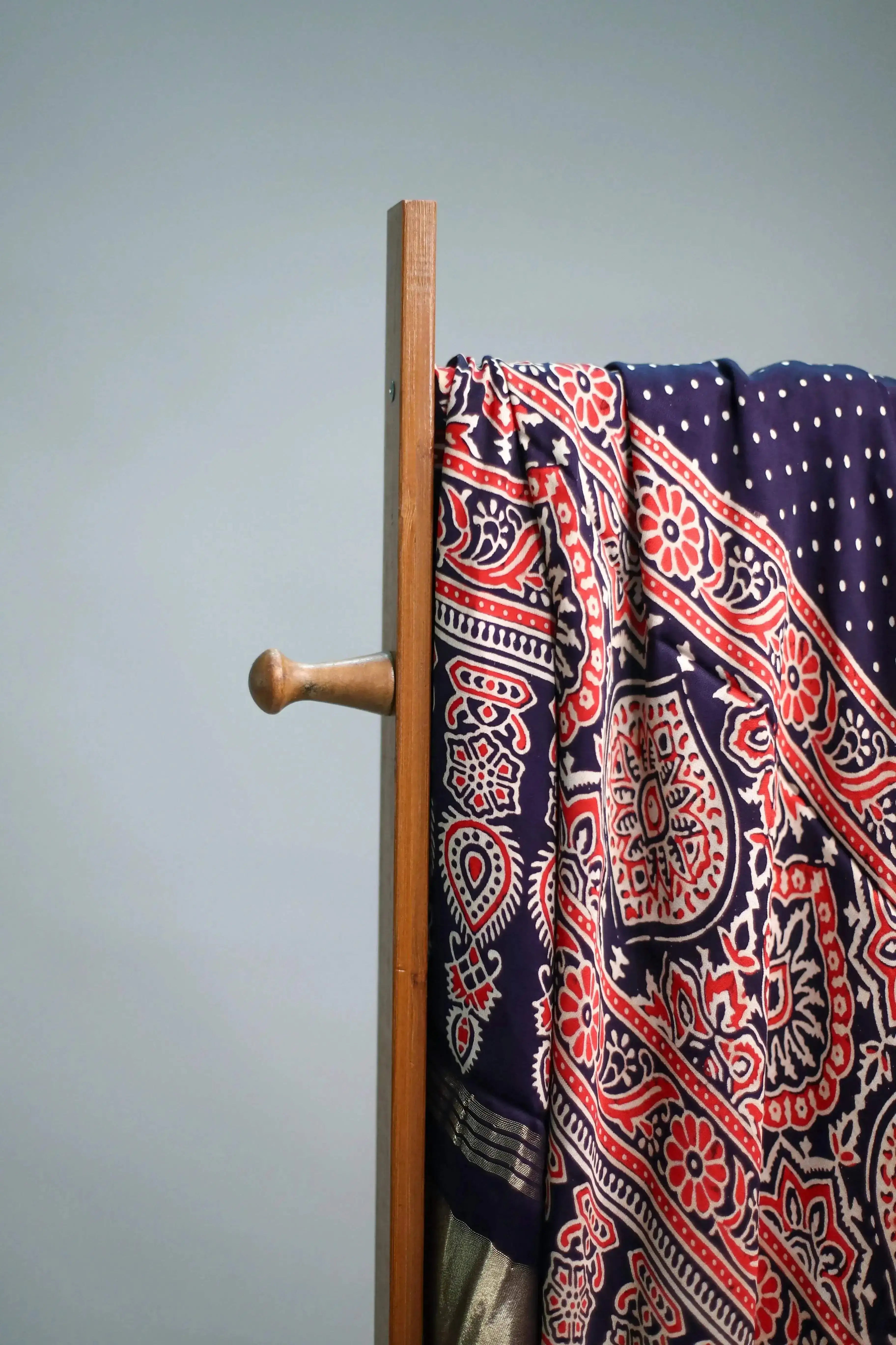 Pure Modal Silk Ajrakh Print Dupatta/Stole - Pure Indigo - M'Foks