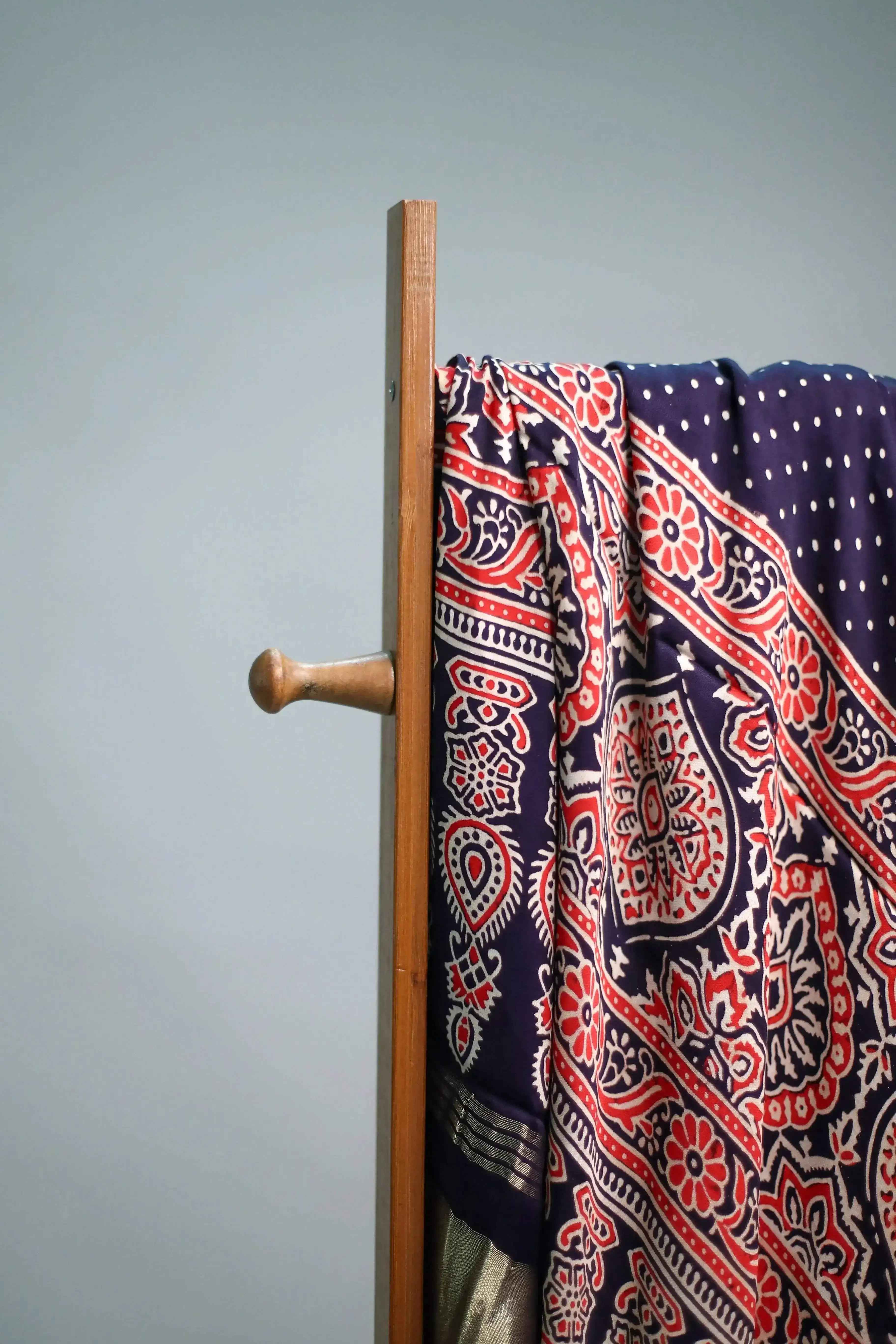 Pure Modal Silk Ajrakh Print Dupatta/Stole - Pure Indigo