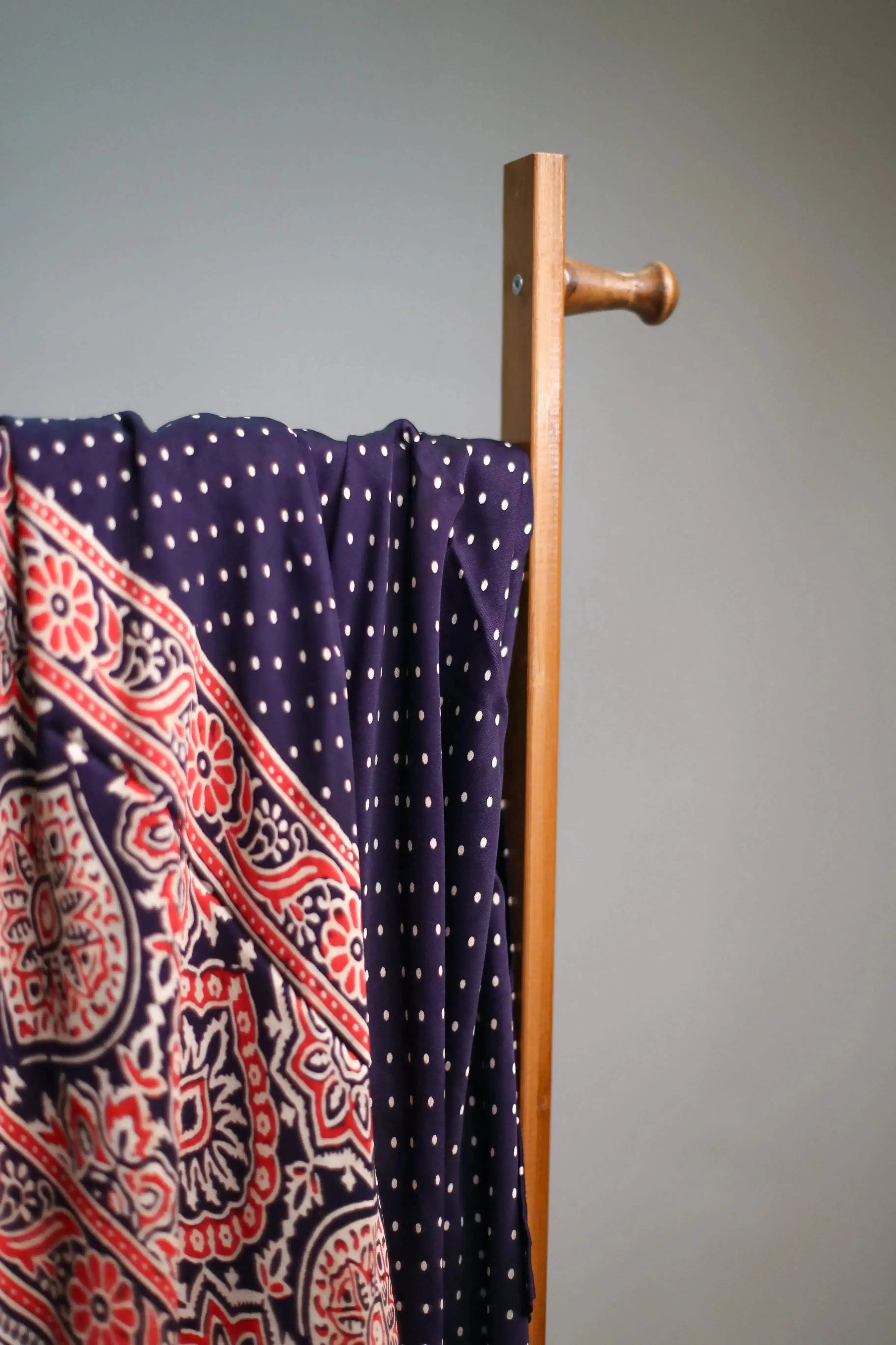 Pure Modal Silk Ajrakh Print Dupatta/Stole - Pure Indigo - M'Foks