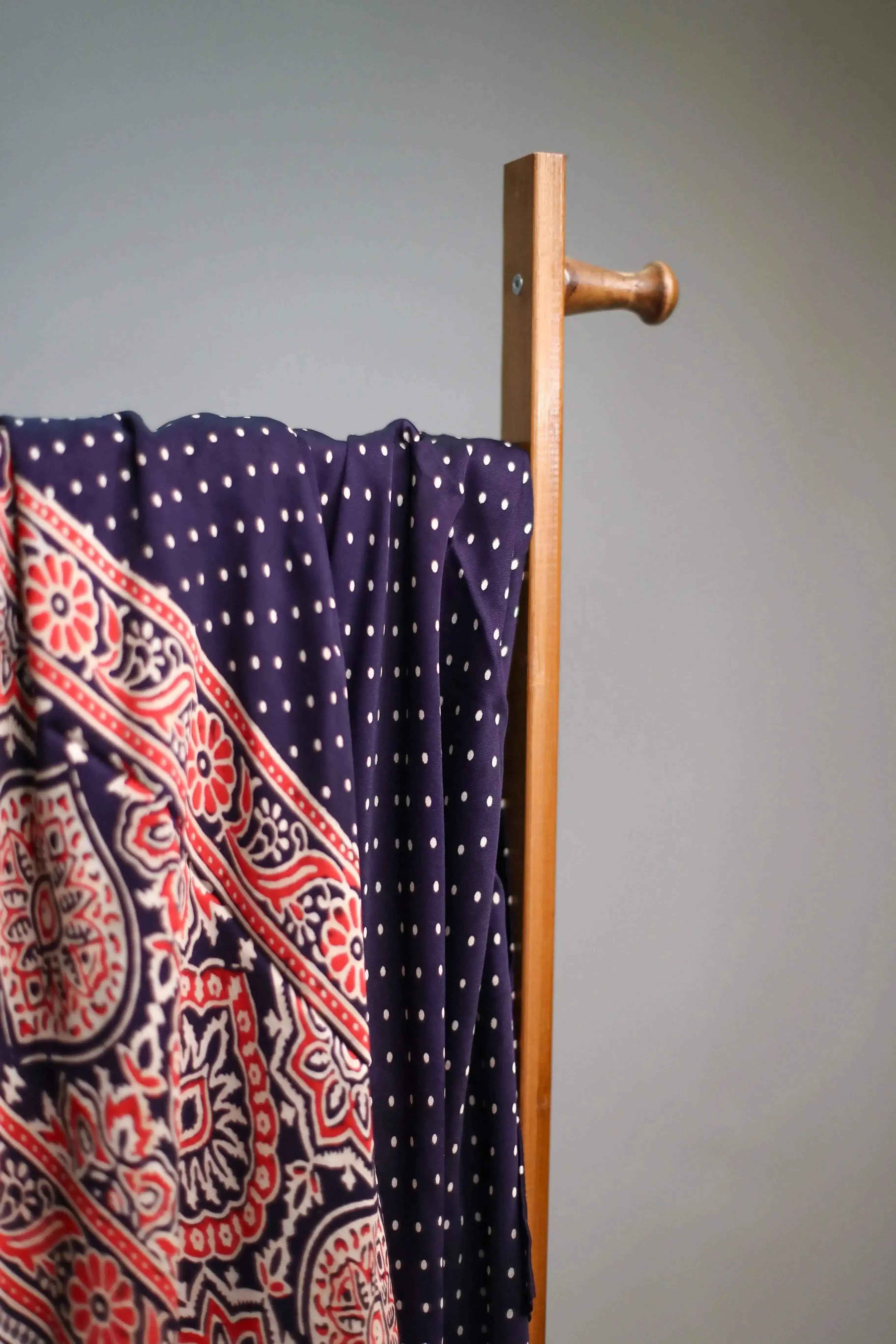 Pure Modal Silk Ajrakh Print Dupatta/Stole - Pure Indigo