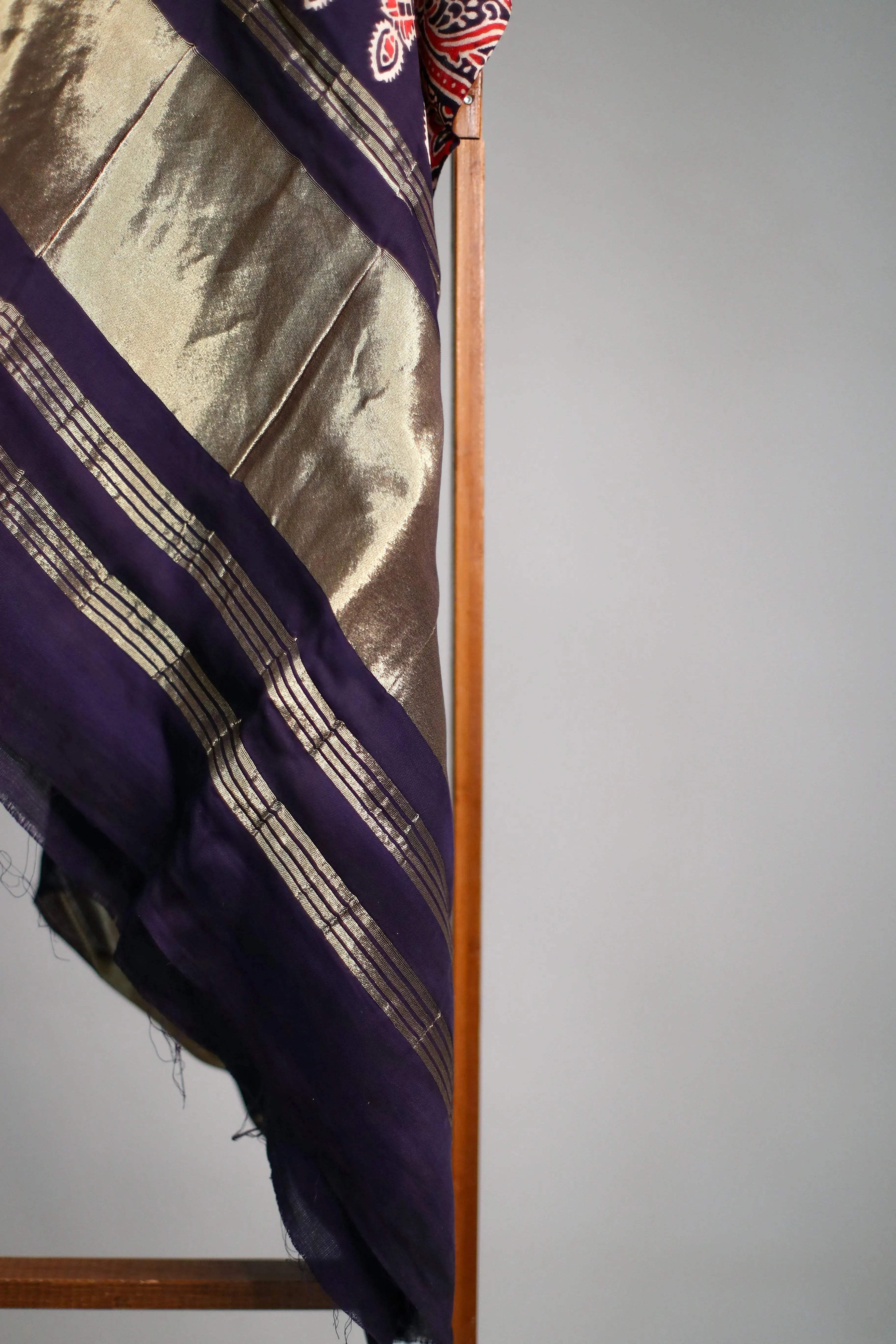 Pure Modal Silk Ajrakh Print Dupatta/Stole - Pure Indigo - M'Foks