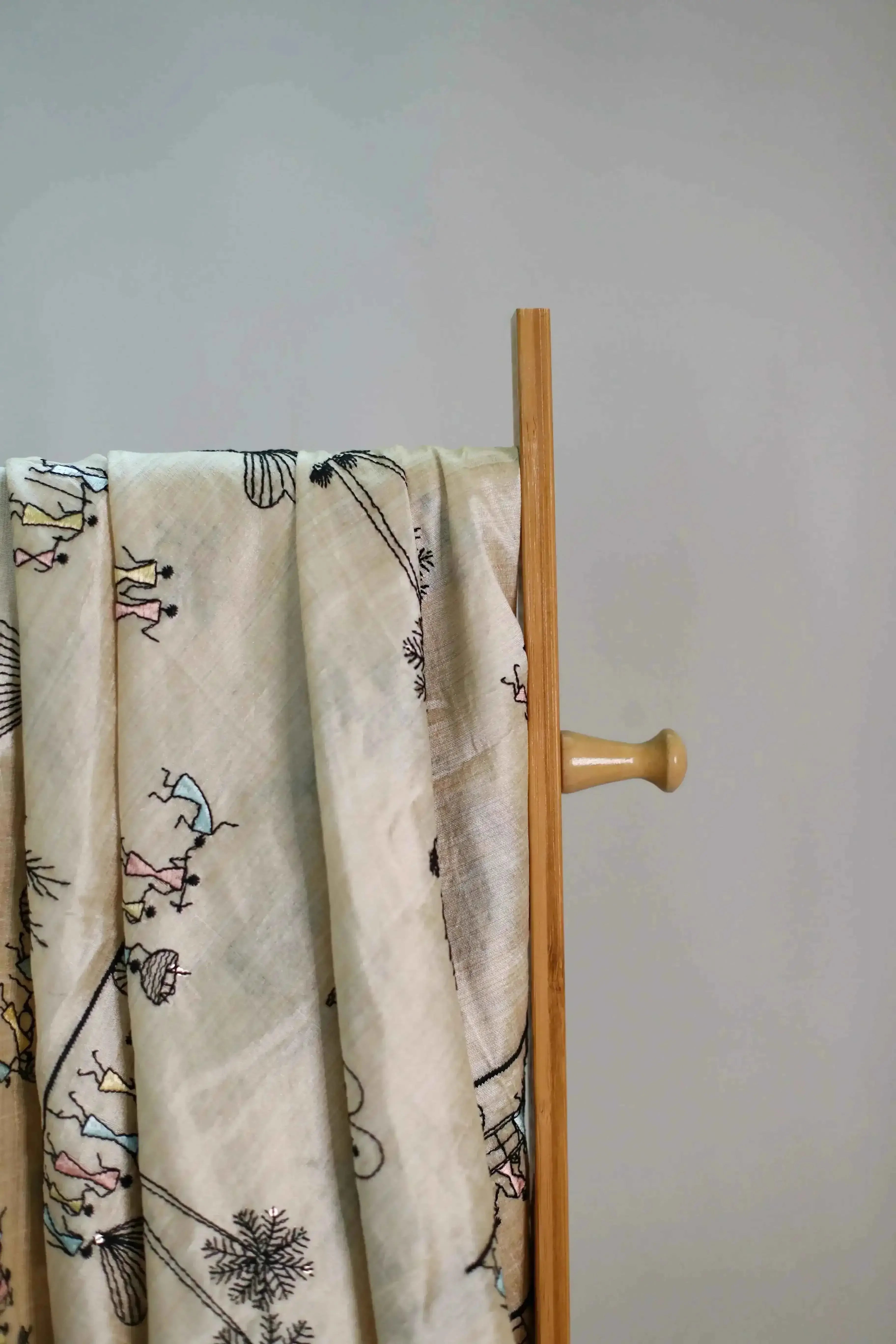 Warli Embroidered Silk Dupatta