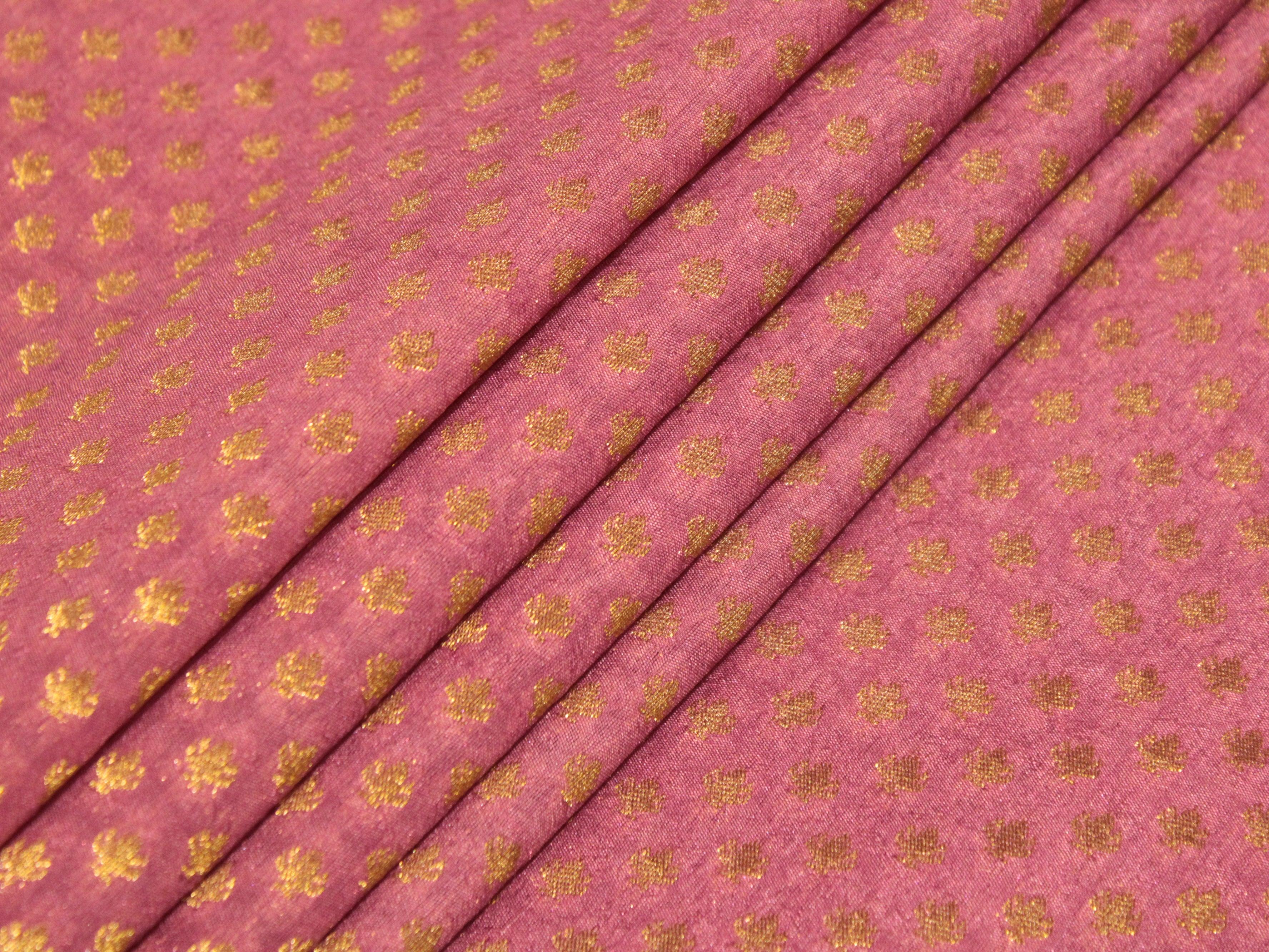 Banarasi Brocade Fabric - Onion - M'Foks