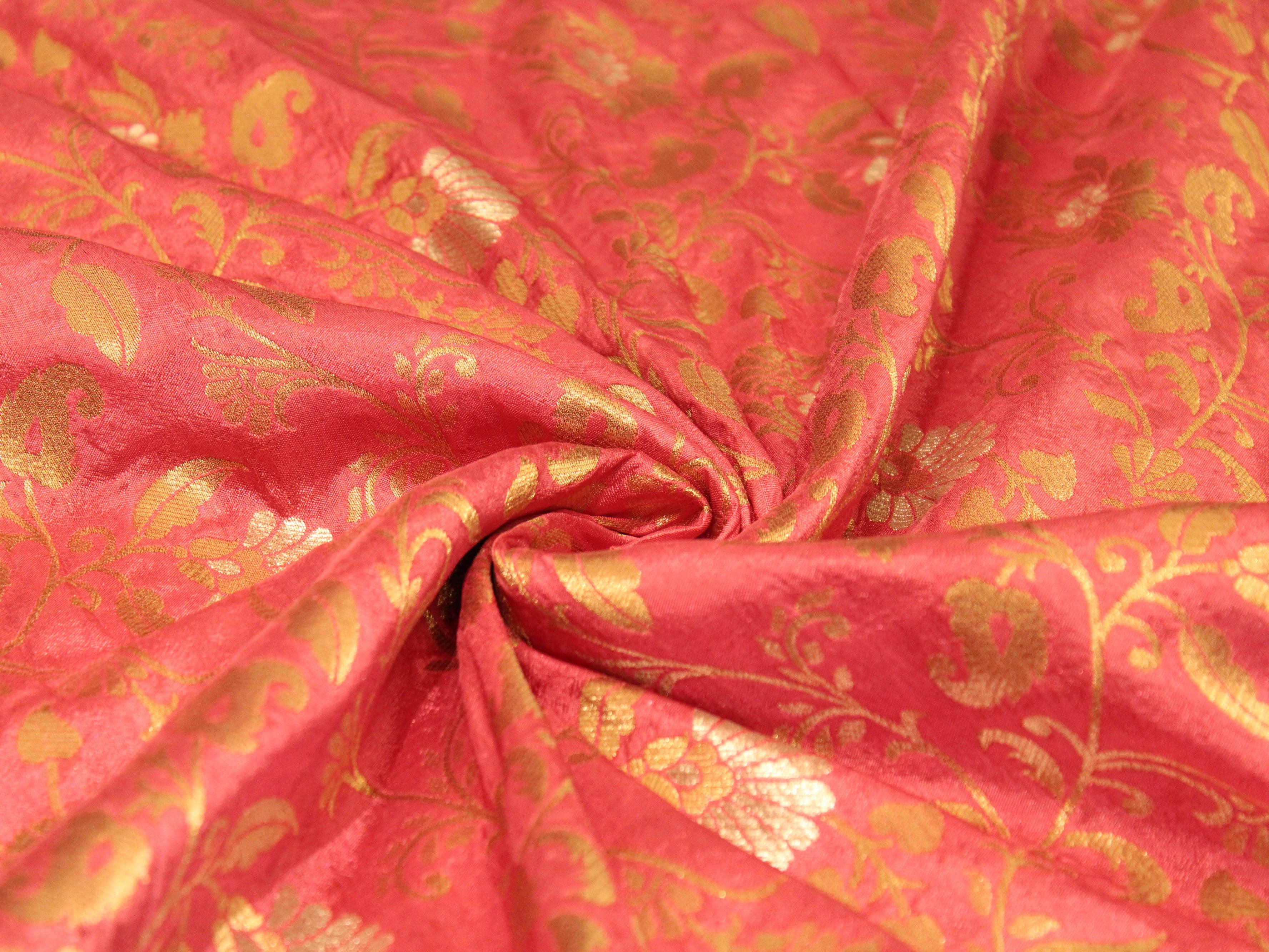 Banarsi Floral Brocade Fabric - Gazari - M'Foks