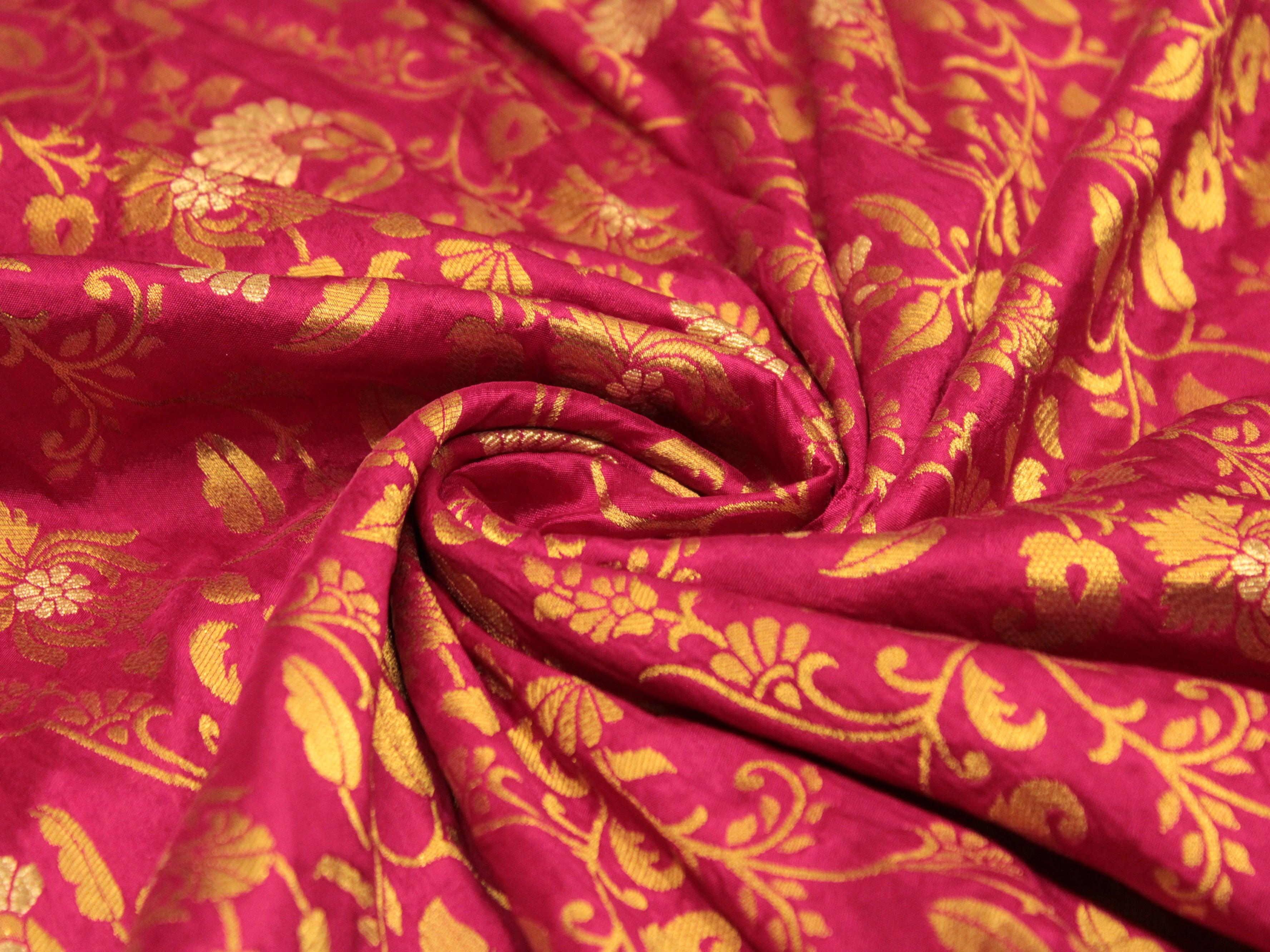Banarsi Floral Brocade Fabric - Silk Rani - M'Foks