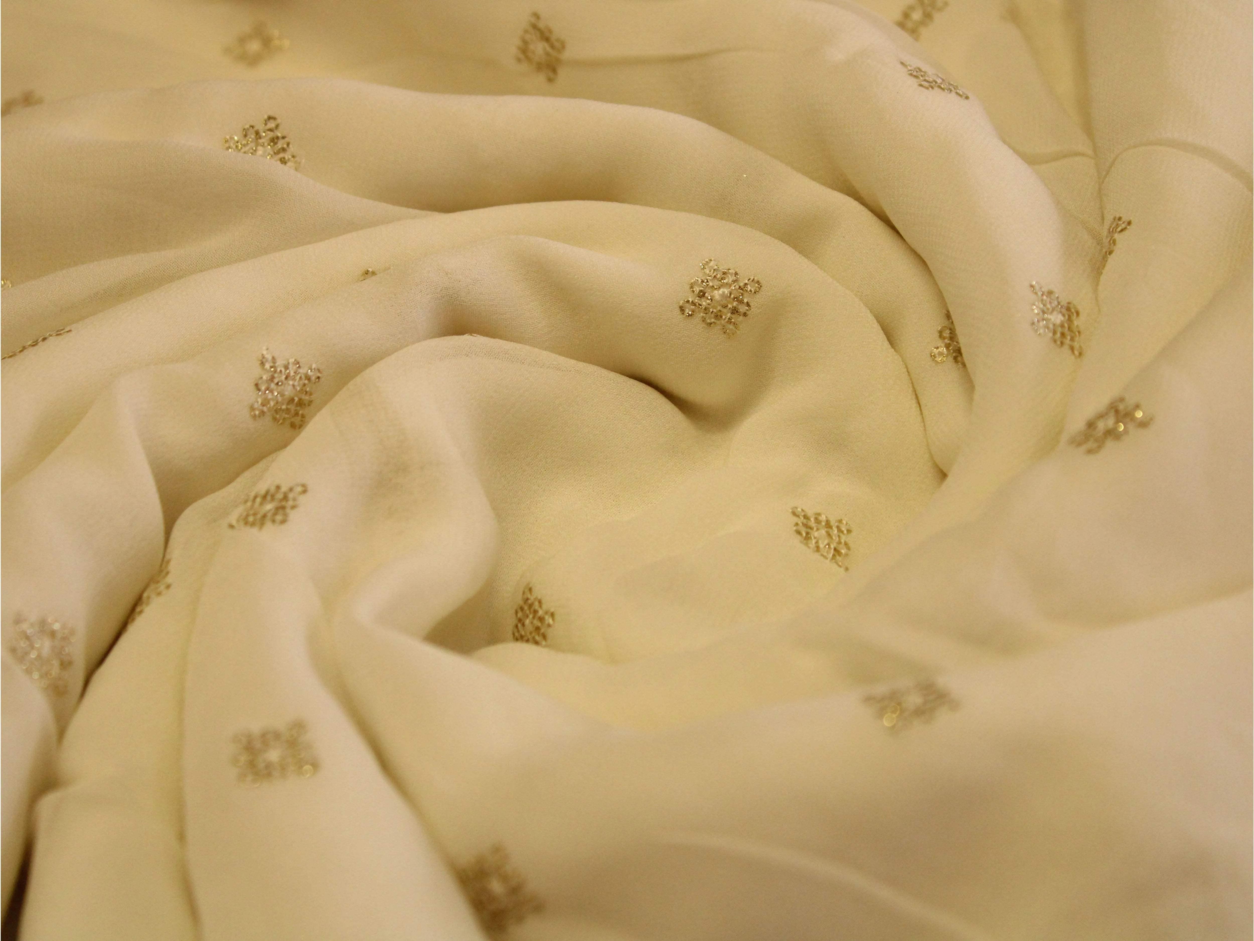 Georgette Dyeable Sequin Buti Work Fabric – Bemberg