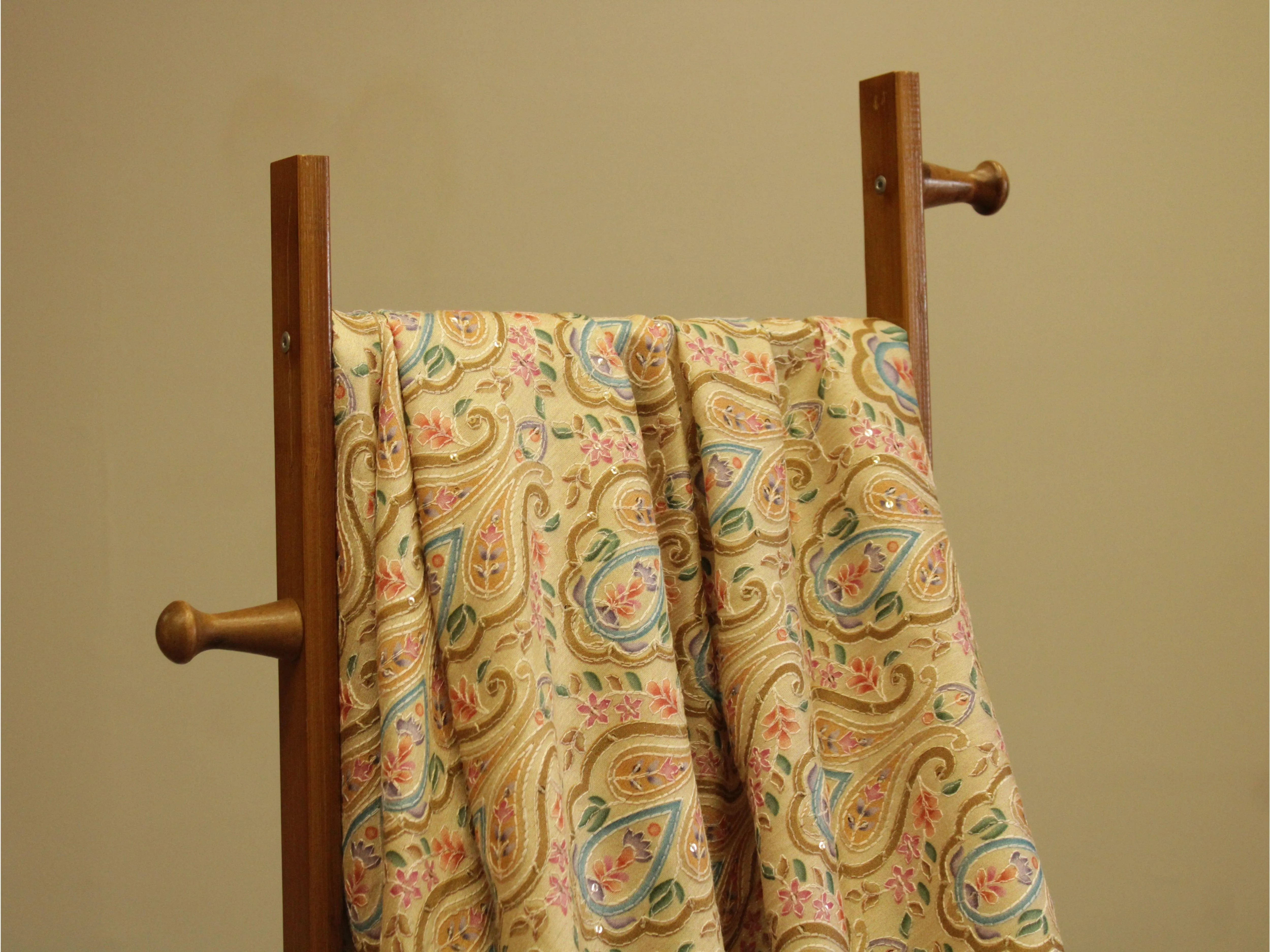 Canvas : Silk Digital Print Fabric - Beige - M'Foks