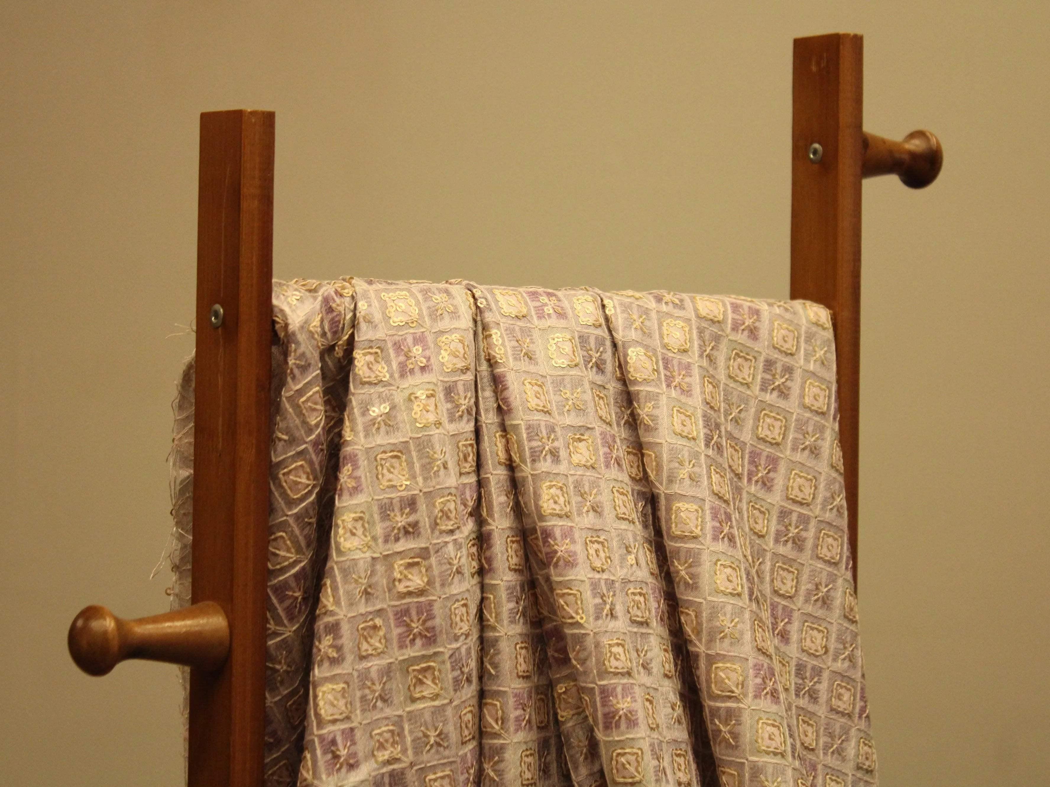 Woven Silk Digital Print Thread & Sequin Fabric