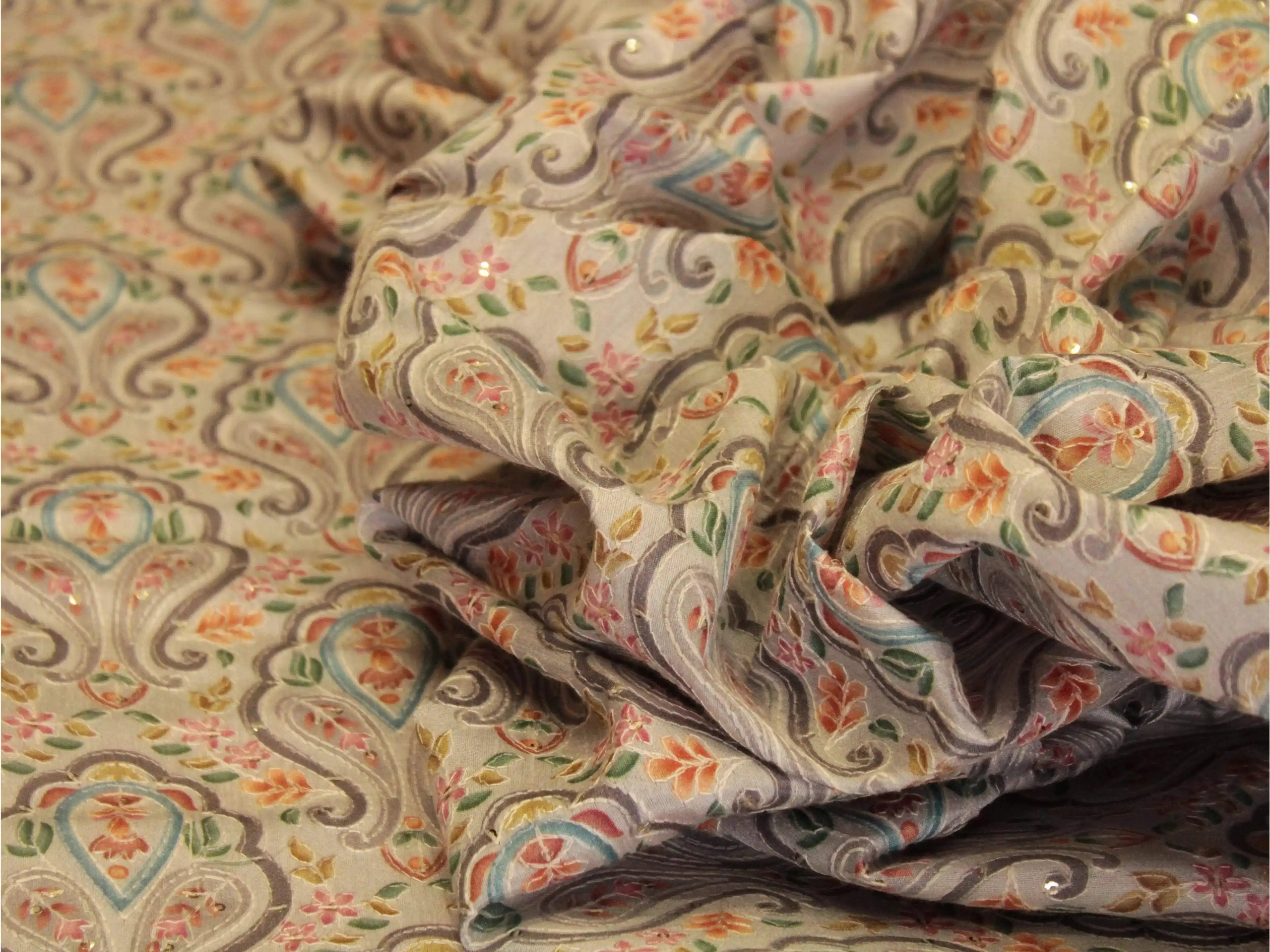 Canvas : Silk Digital Print Fabric - Grey - M'Foks