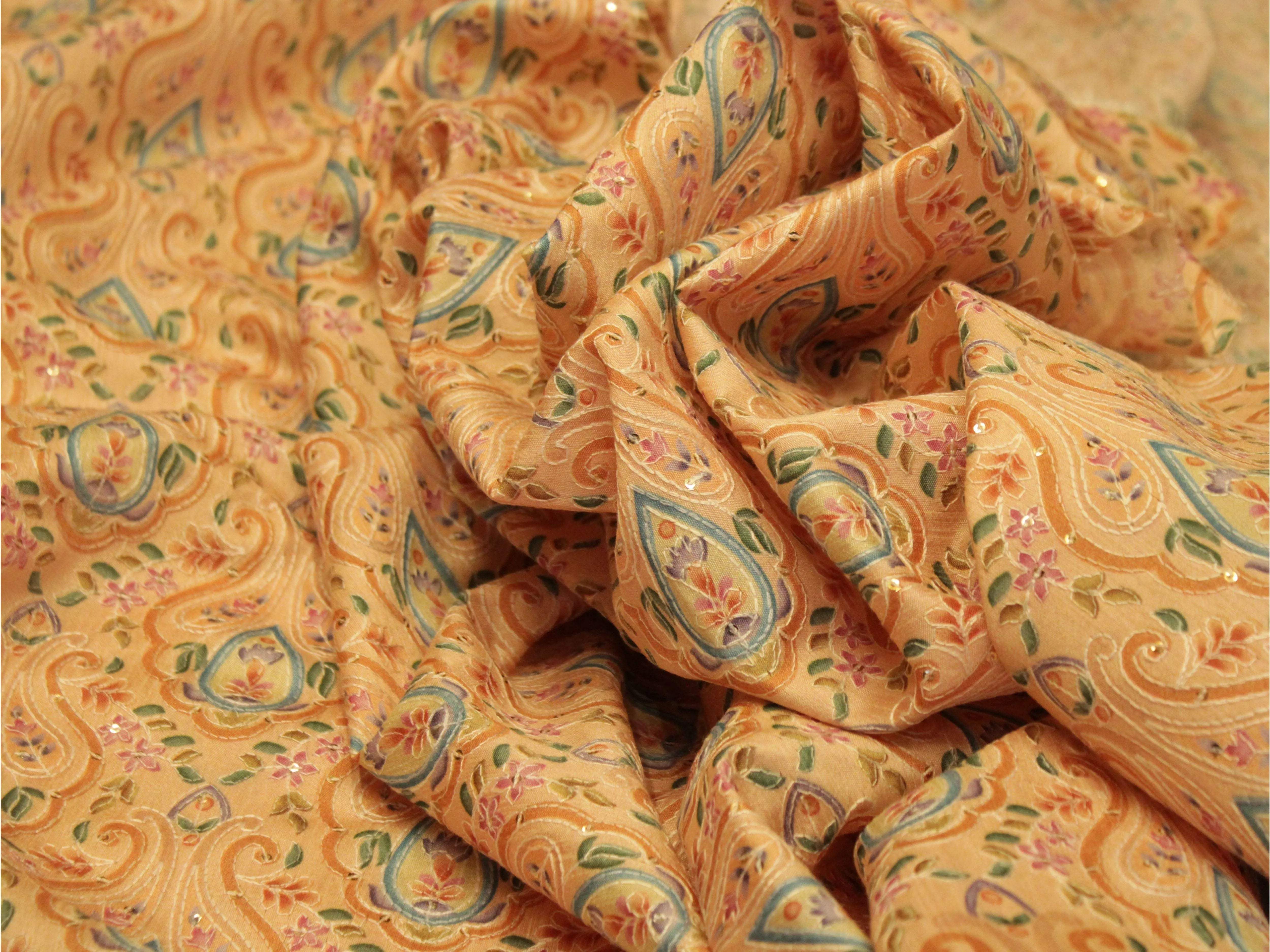 Canvas : Silk Digital Print Fabric - Peach - M'Foks