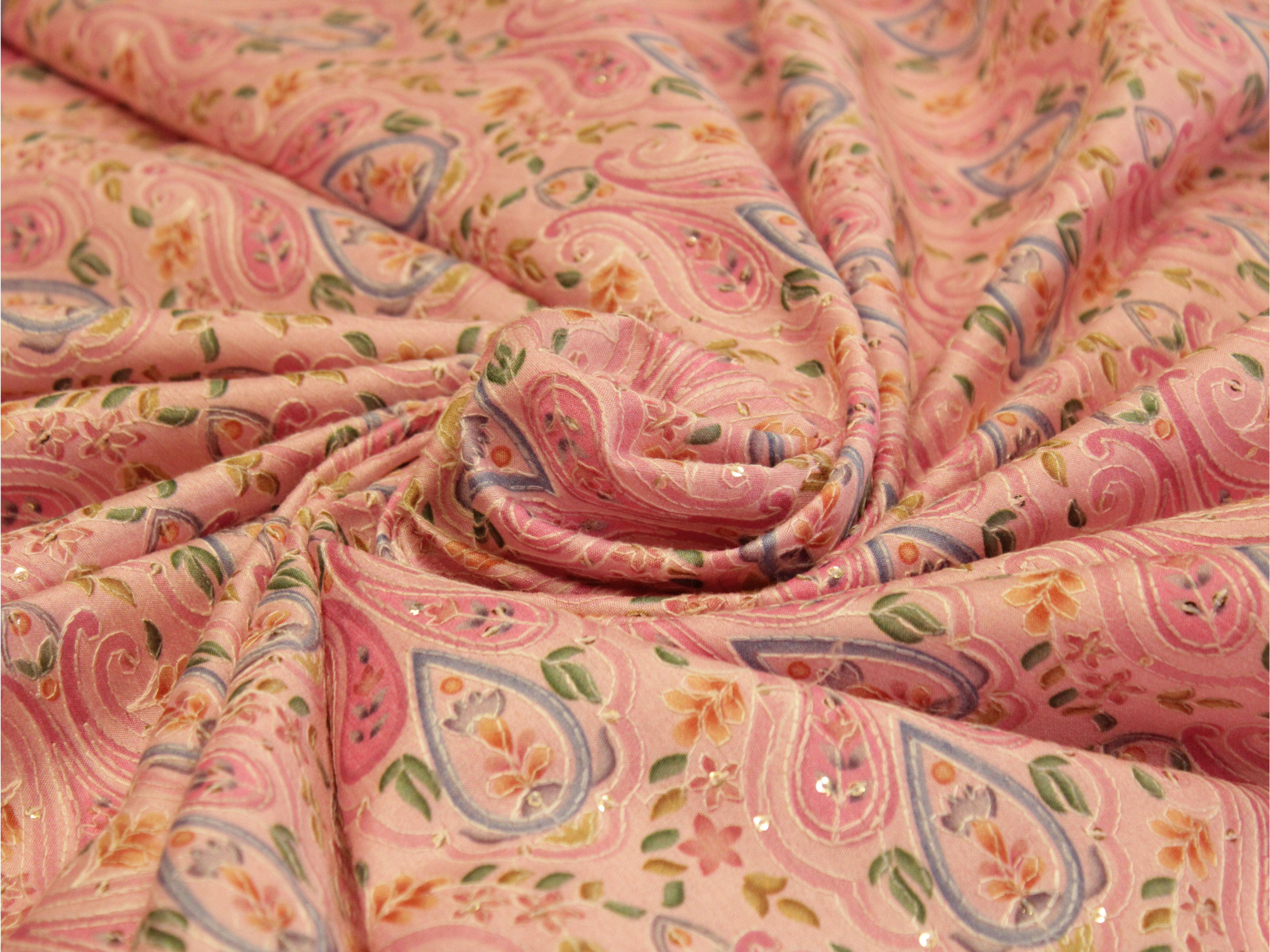 Canvas : Silk Digital Print Fabric - Pink - M'Foks