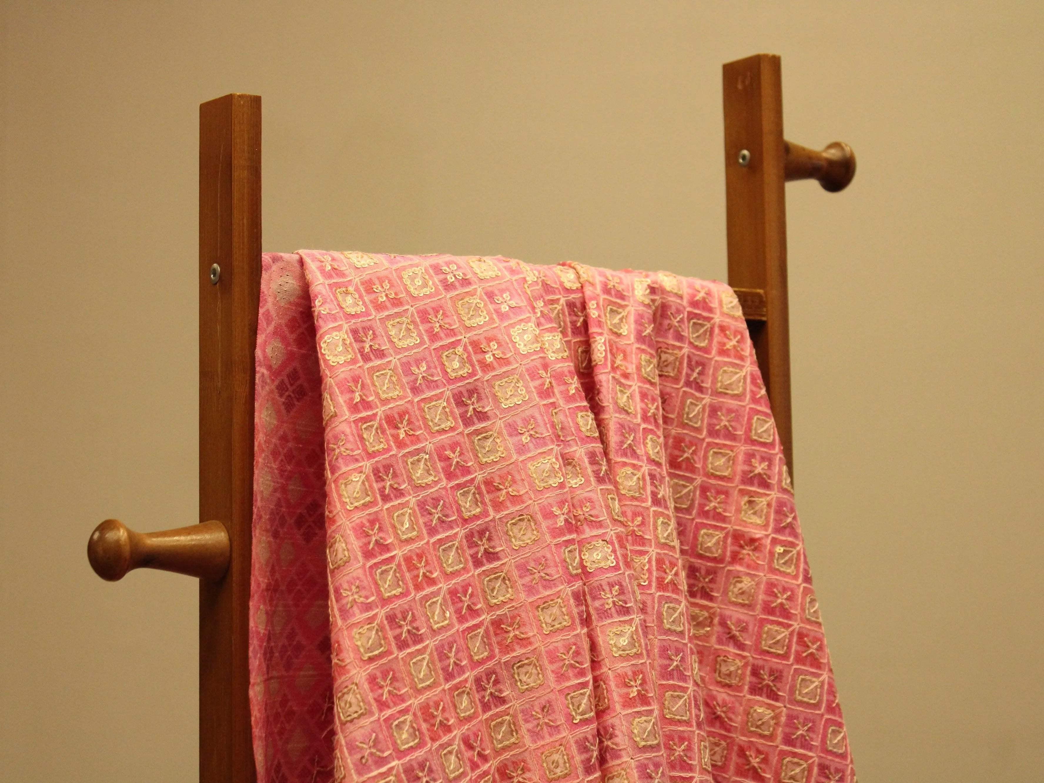 Woven Silk Digital Print Thread & Sequin Fabric