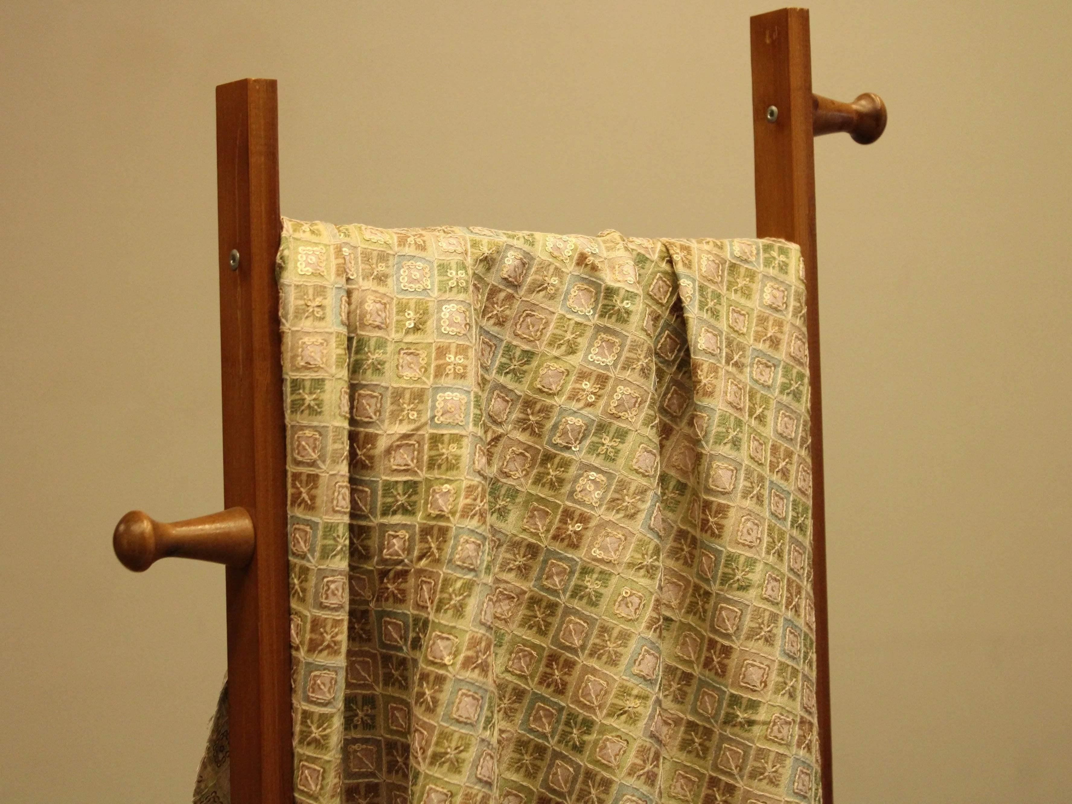 Woven Silk Digital Print Thread & Sequin Fabric