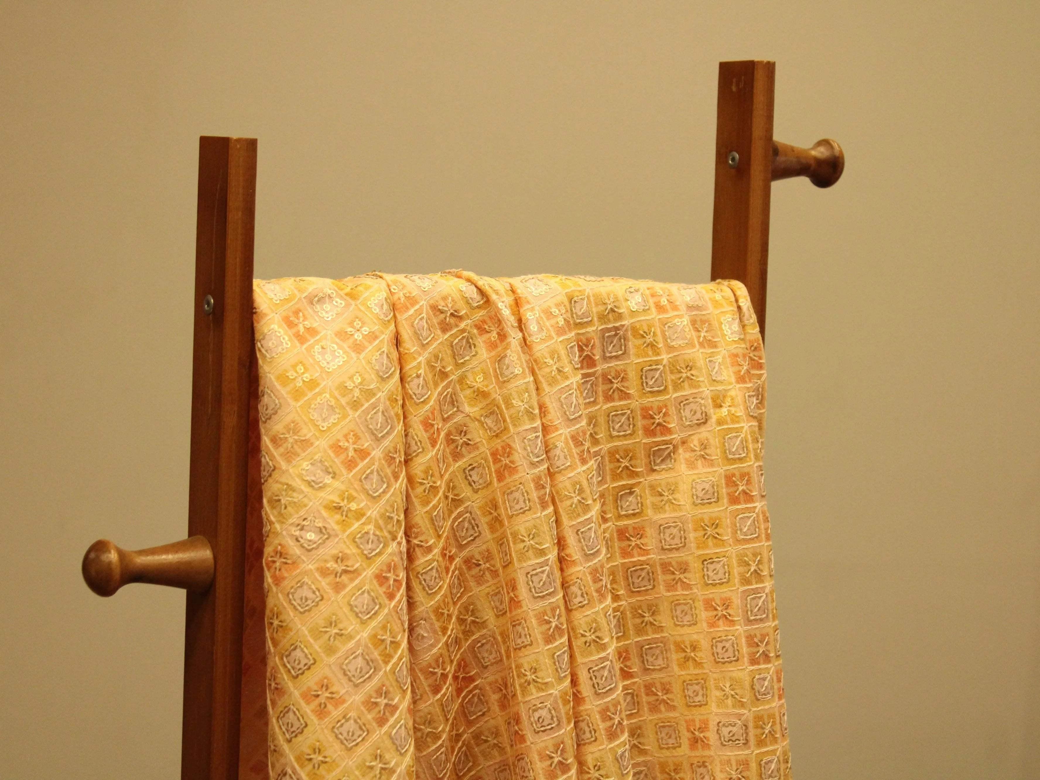 Woven Silk Digital Print Thread & Sequin Fabric