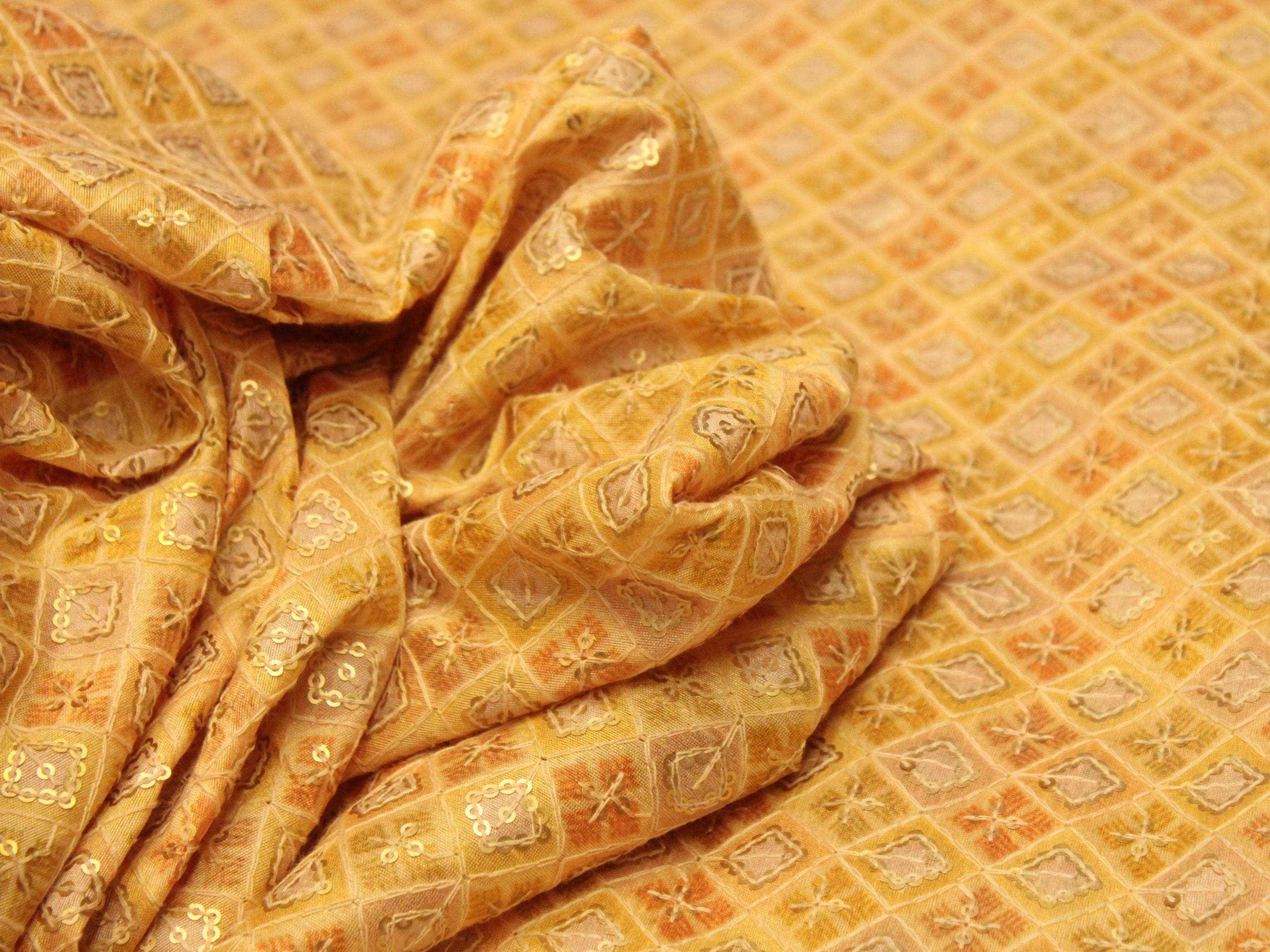 Canvas : Silk Digital Print Fabric - Yellow