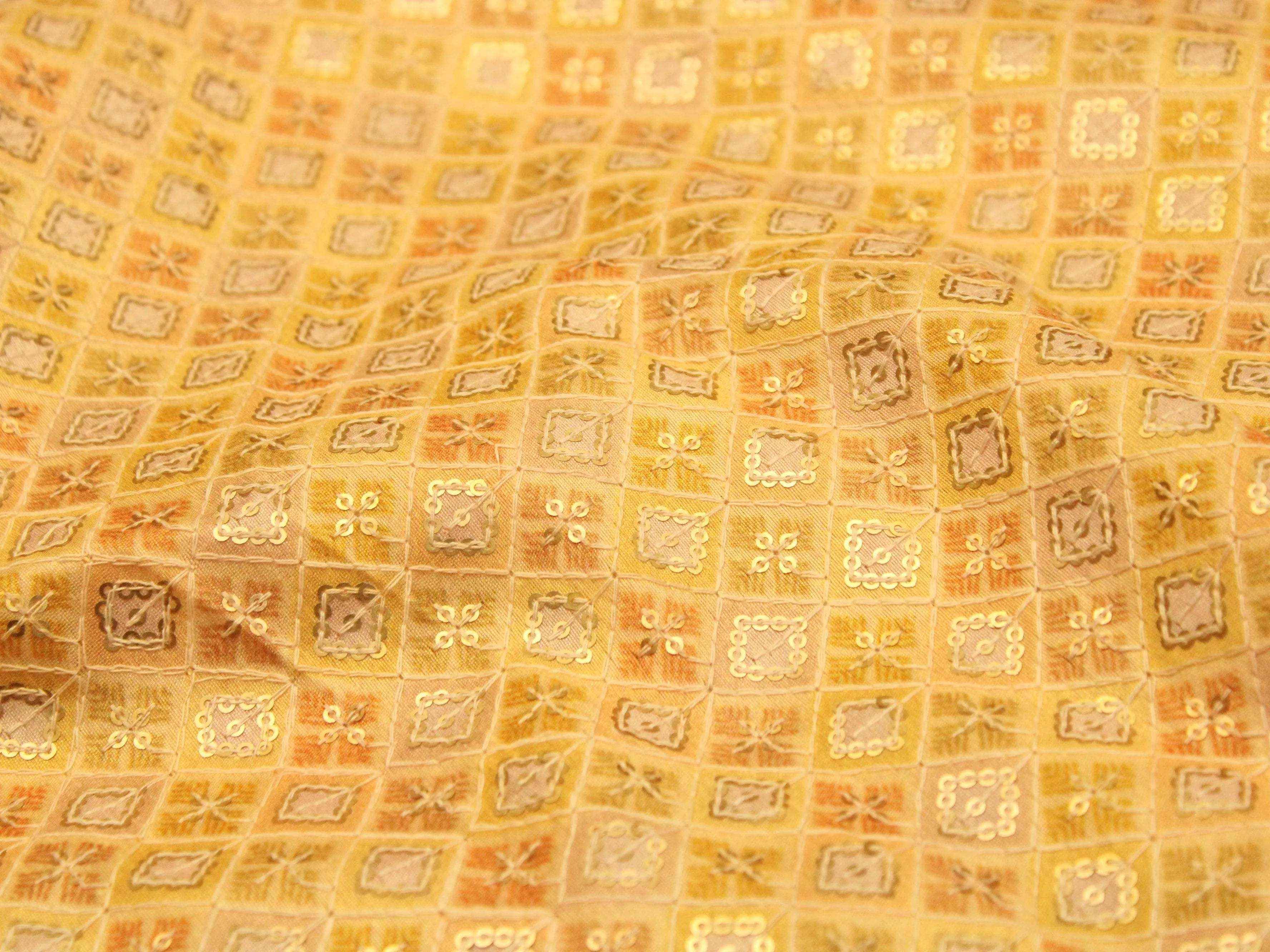 Canvas : Silk Digital Print Fabric - Yellow