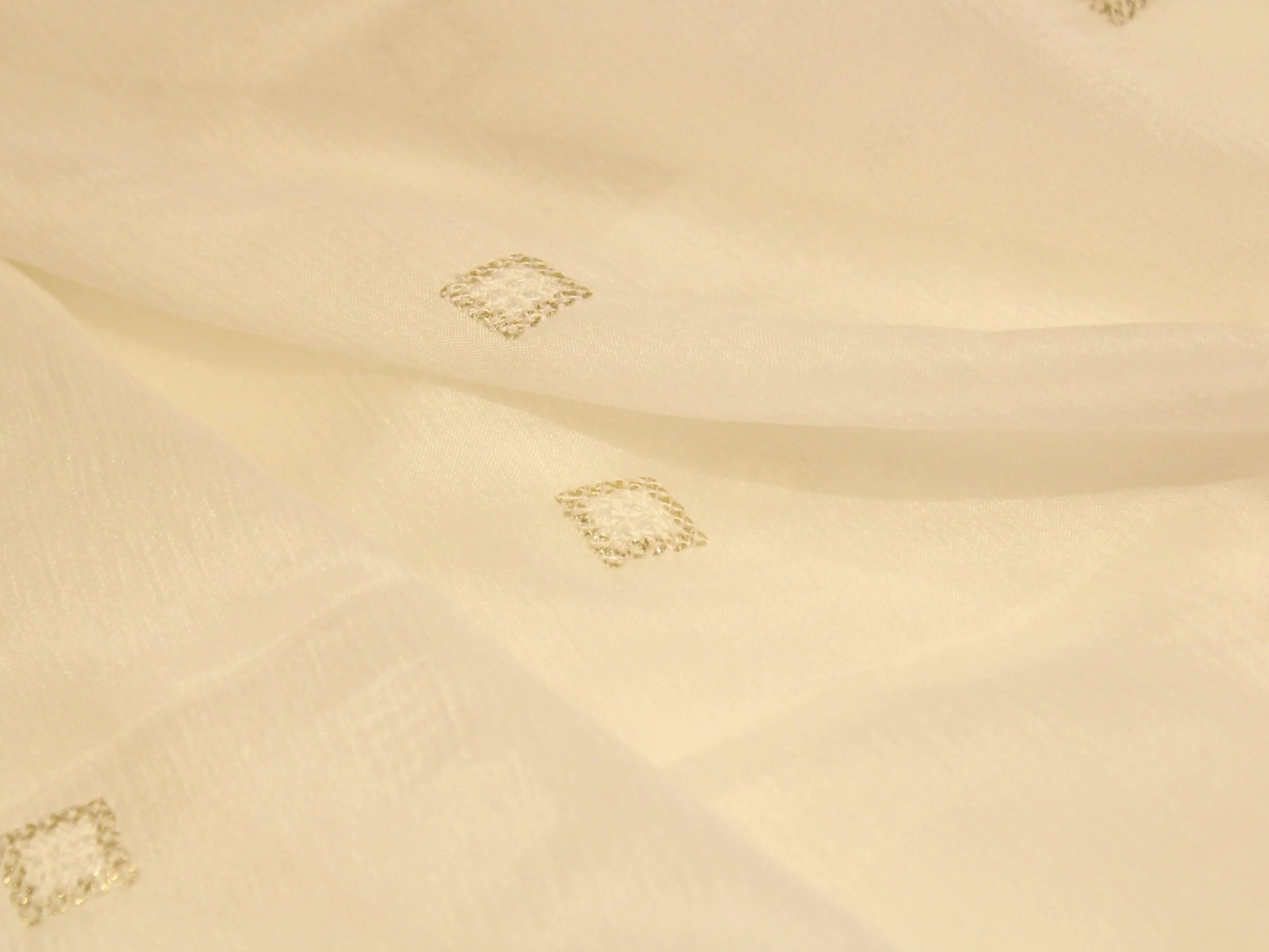 Chinon Micro Thread & Sequins Buti Work Fabric - White Dyeable - M'Foks