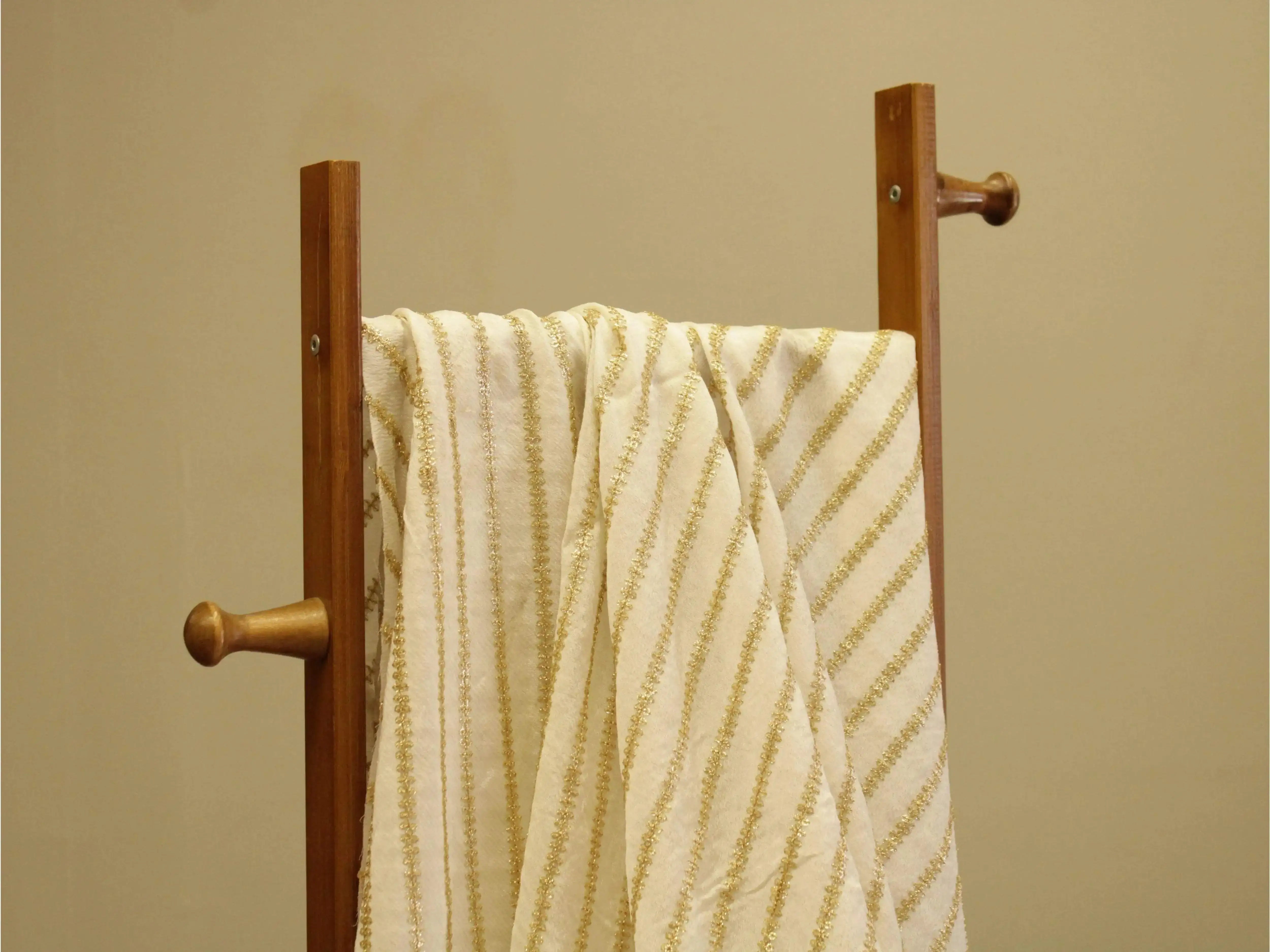 Chinon Micro Thread & Sequins Work Lehariya Fabric - White Dyeable - M'Foks