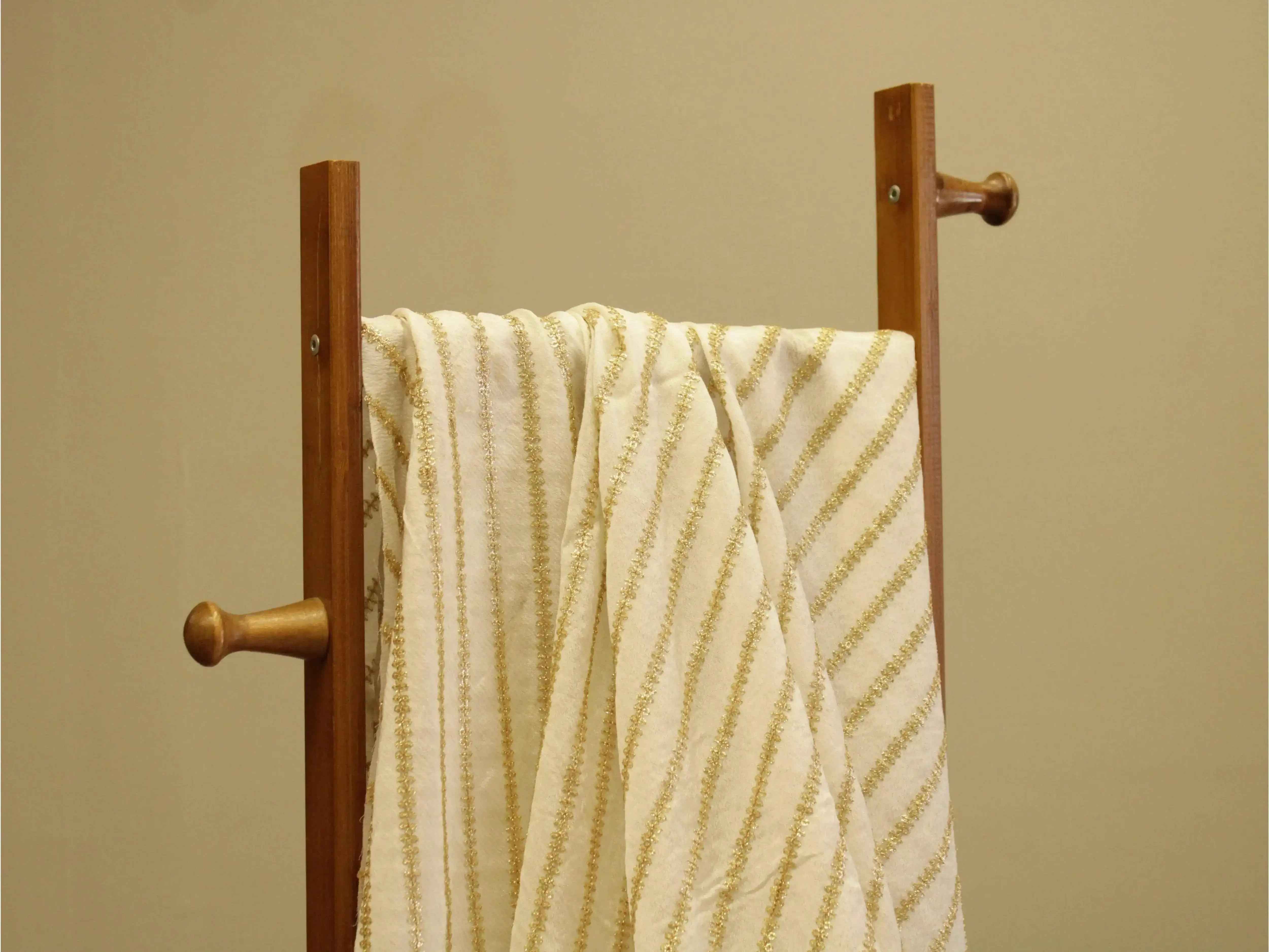 Chinon Micro Thread & Sequins Work Lehariya Fabric - White Dyeable