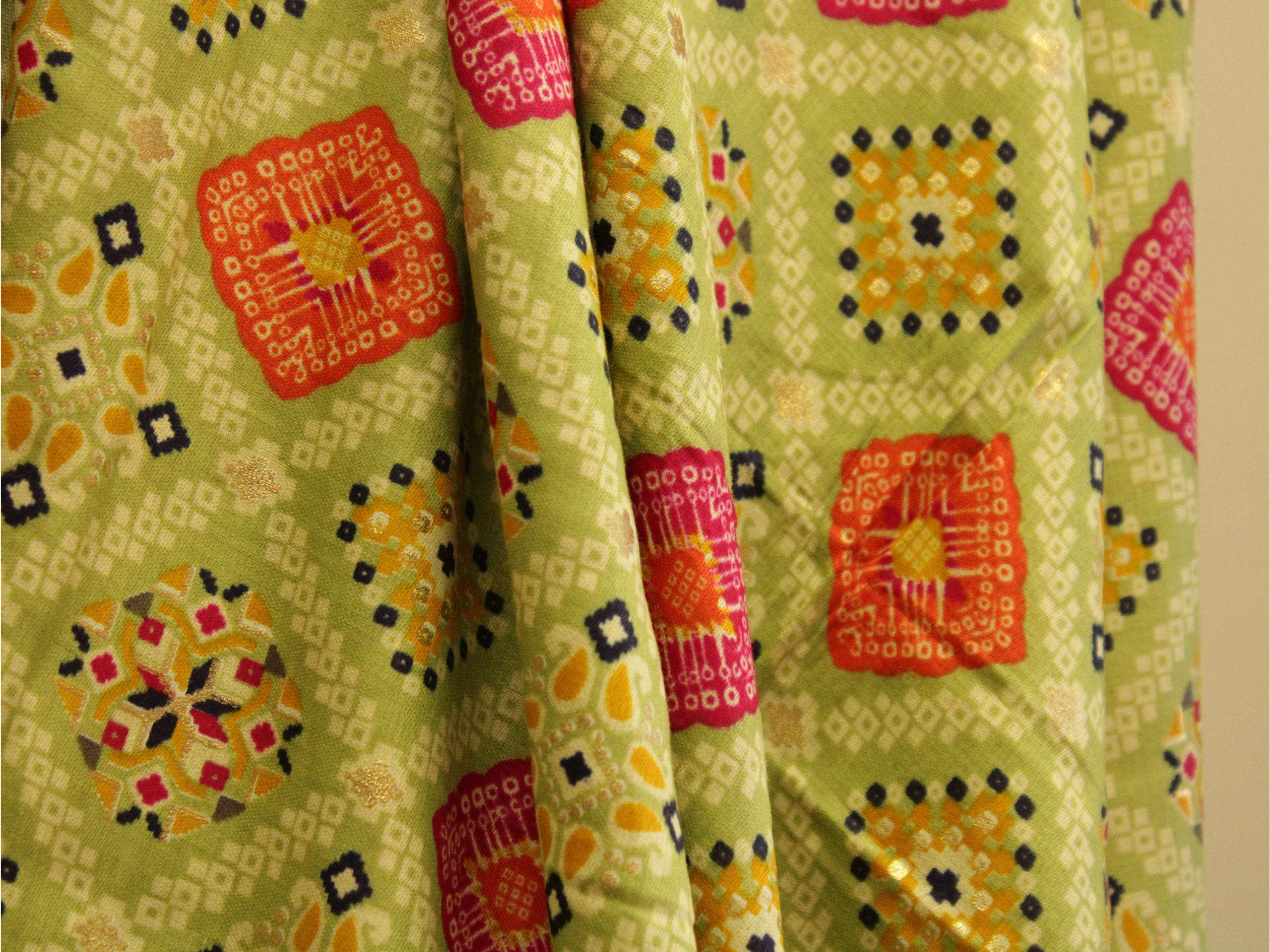 Cotton Satin Patola Foil Print Fabric