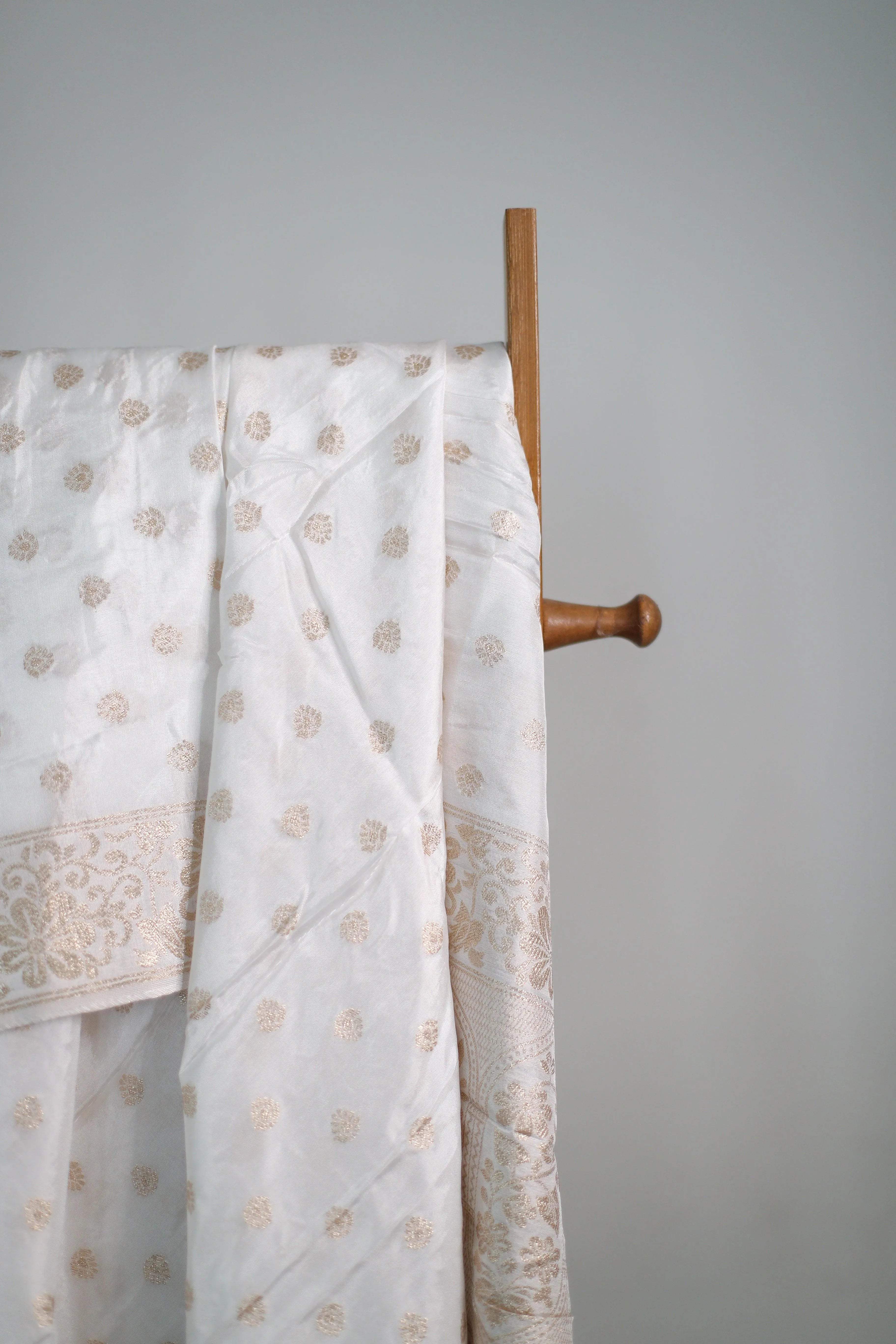 Dola Silk Zari Woven Dupatta/Stole - White Dyeable - M'Foks
