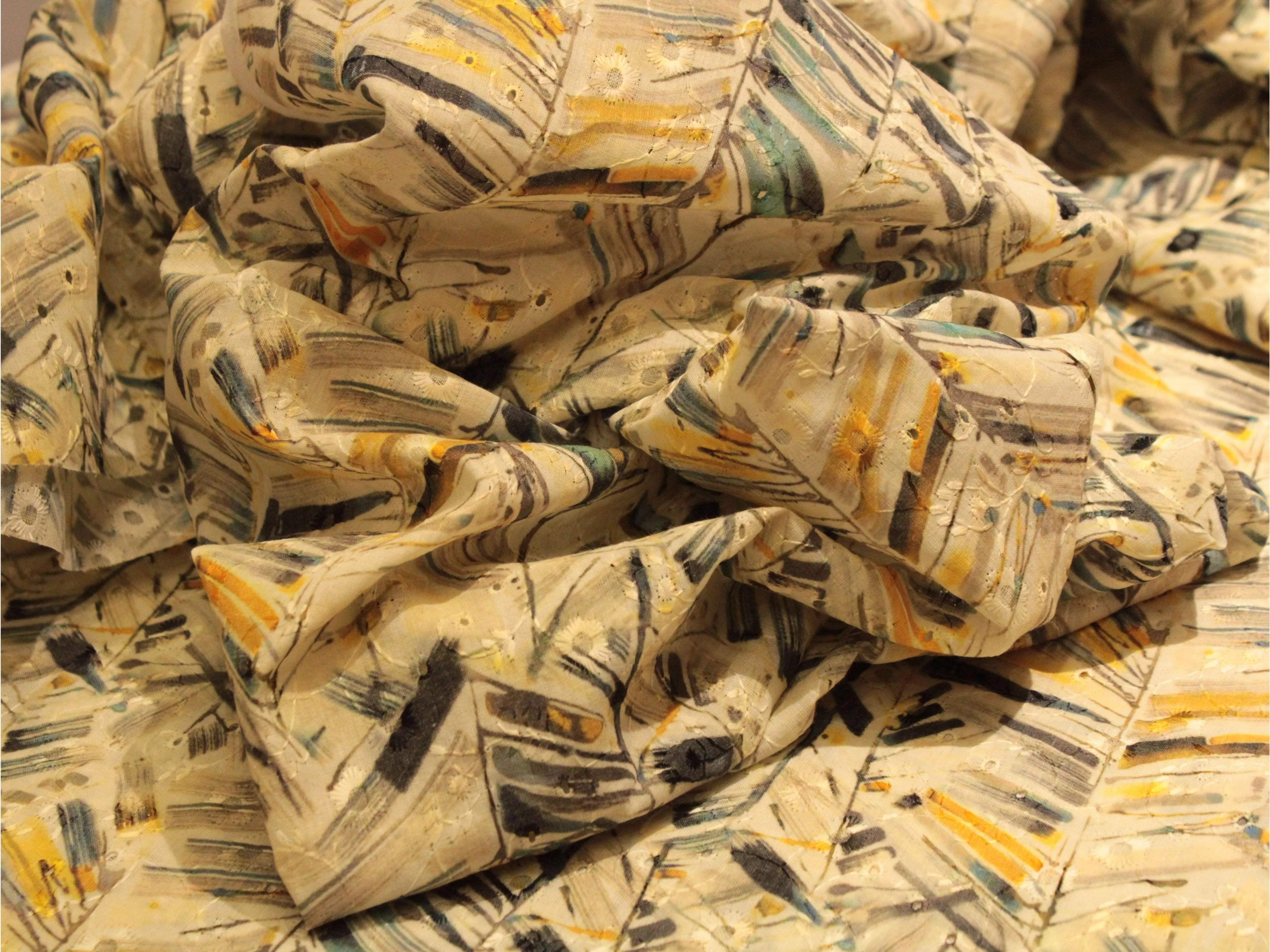 Cotton Embroidered Digital Printed Fabric