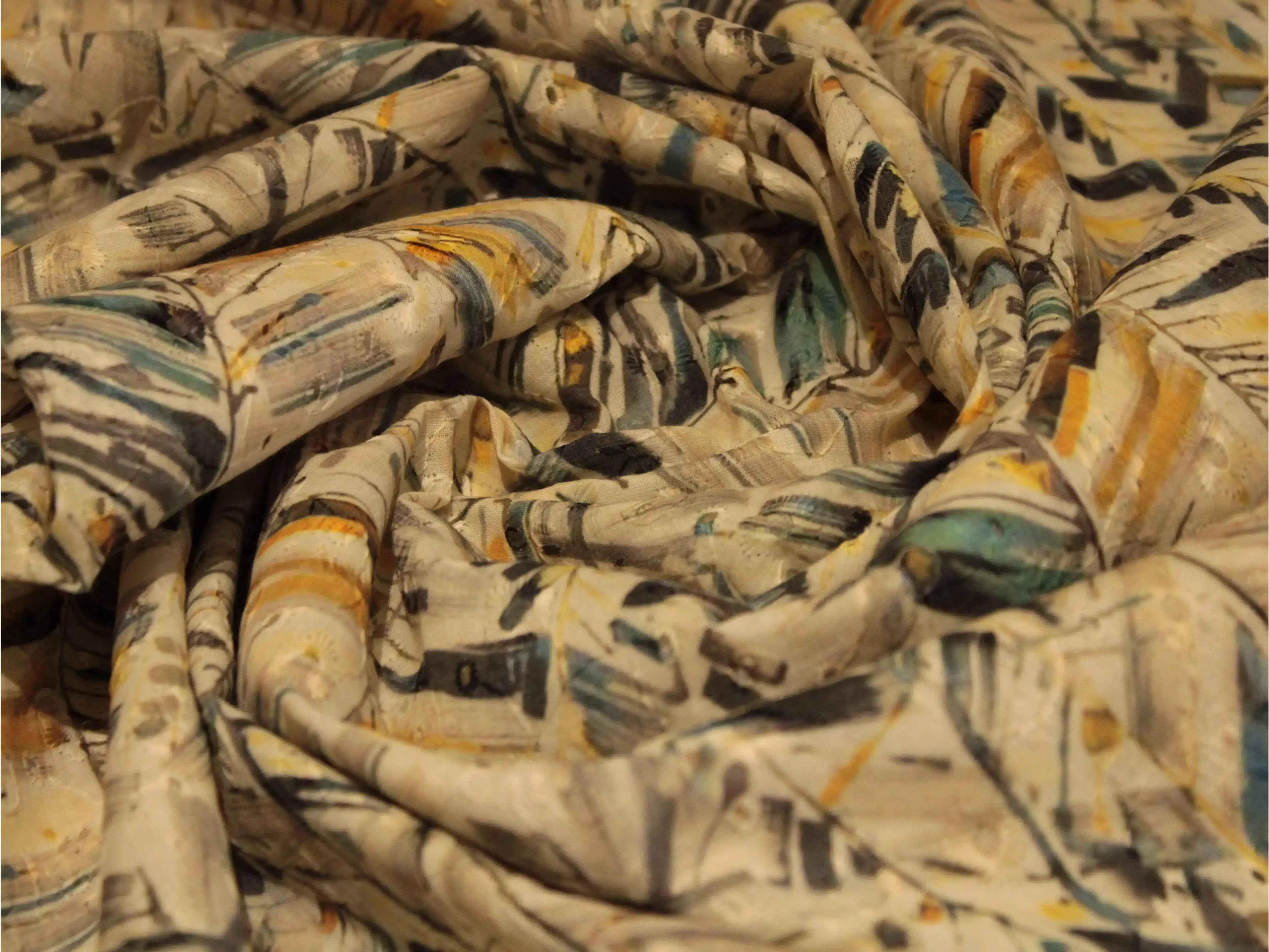 Cotton Embroidered Digital Printed Fabric