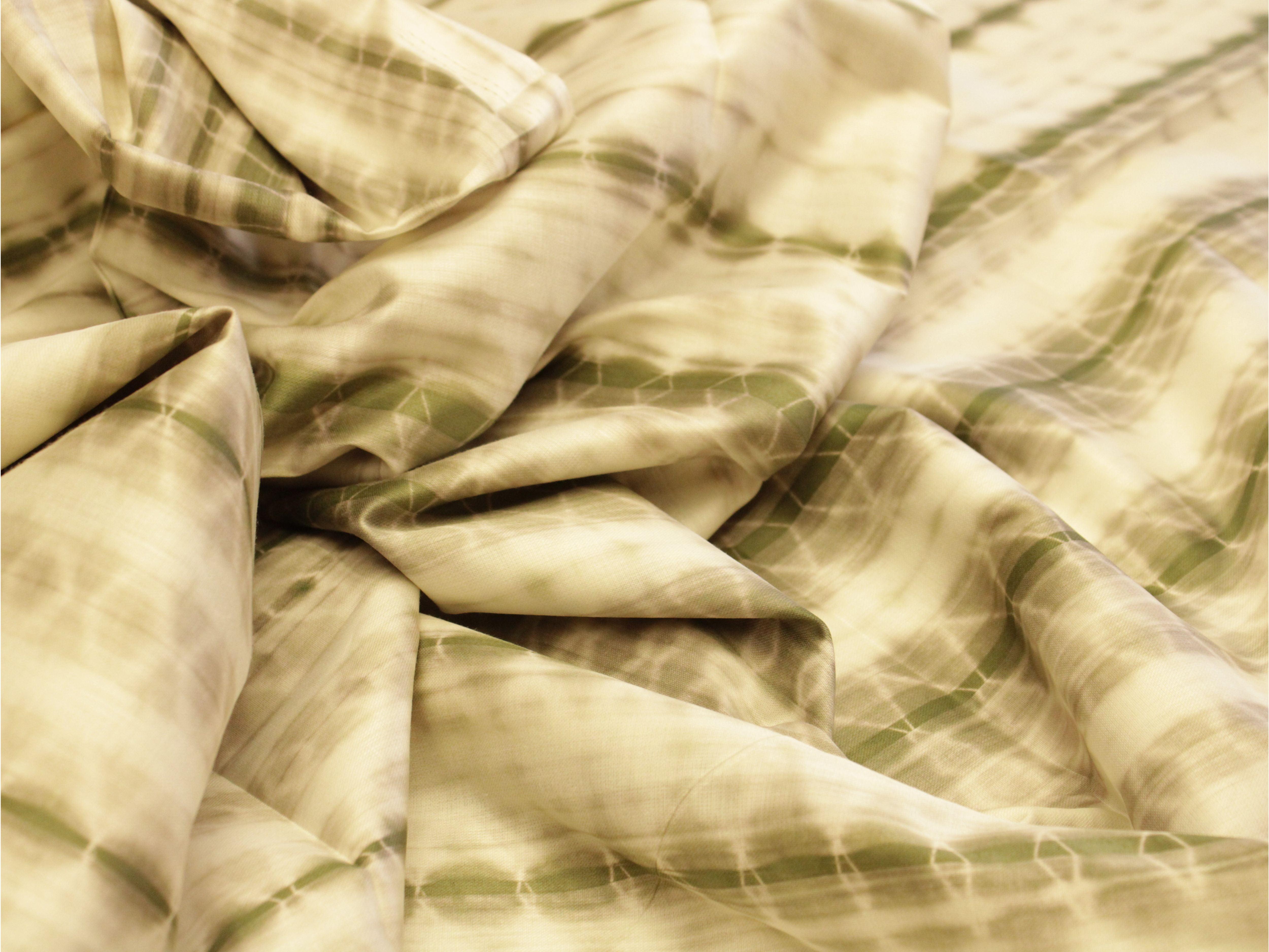 Fusion: Cotton Satin Shibori Printed Fabric - Dusty Green - M'Foks