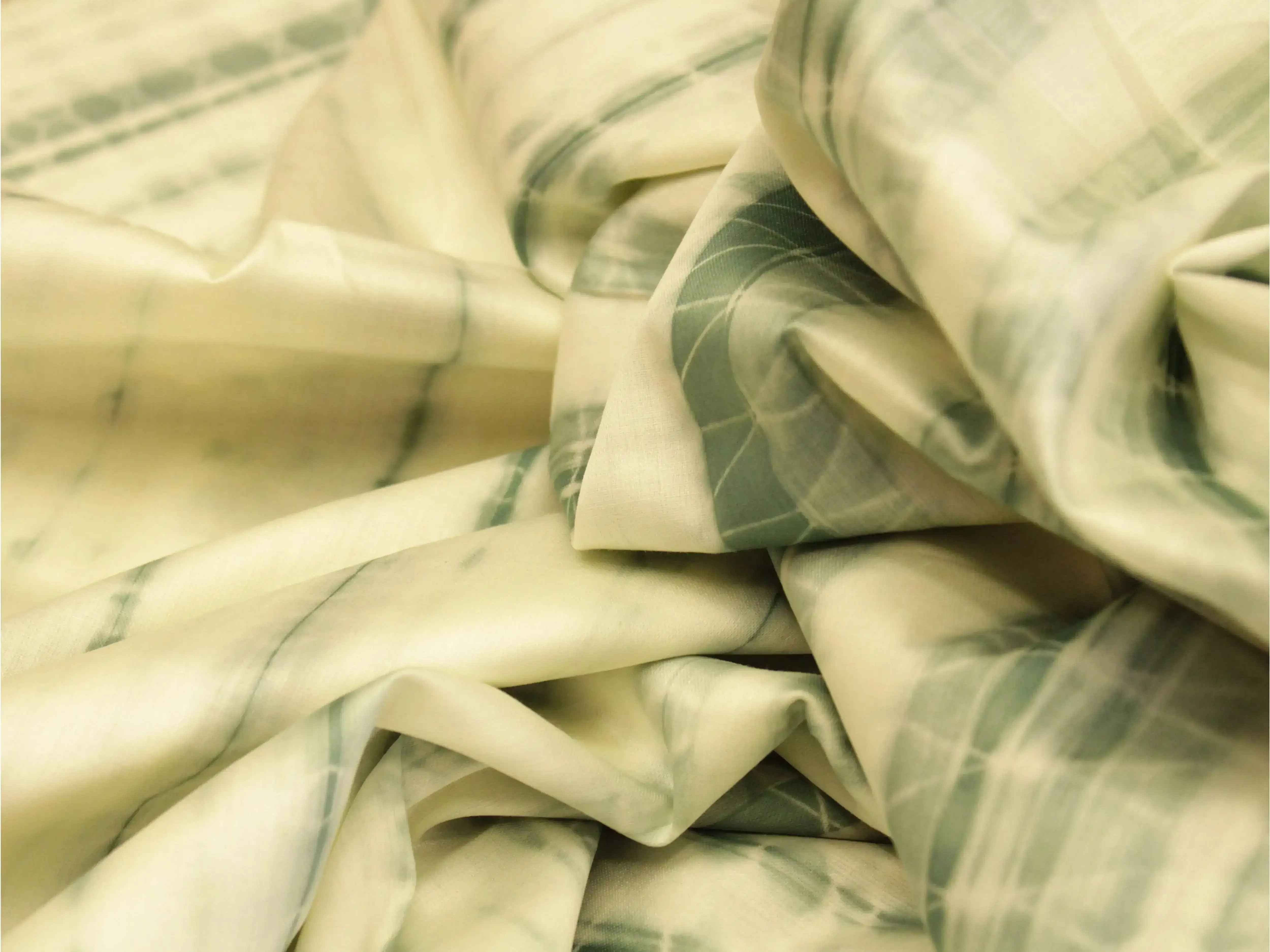 Fusion: Cotton Satin Shibori Printed Fabric - Pastel Blue