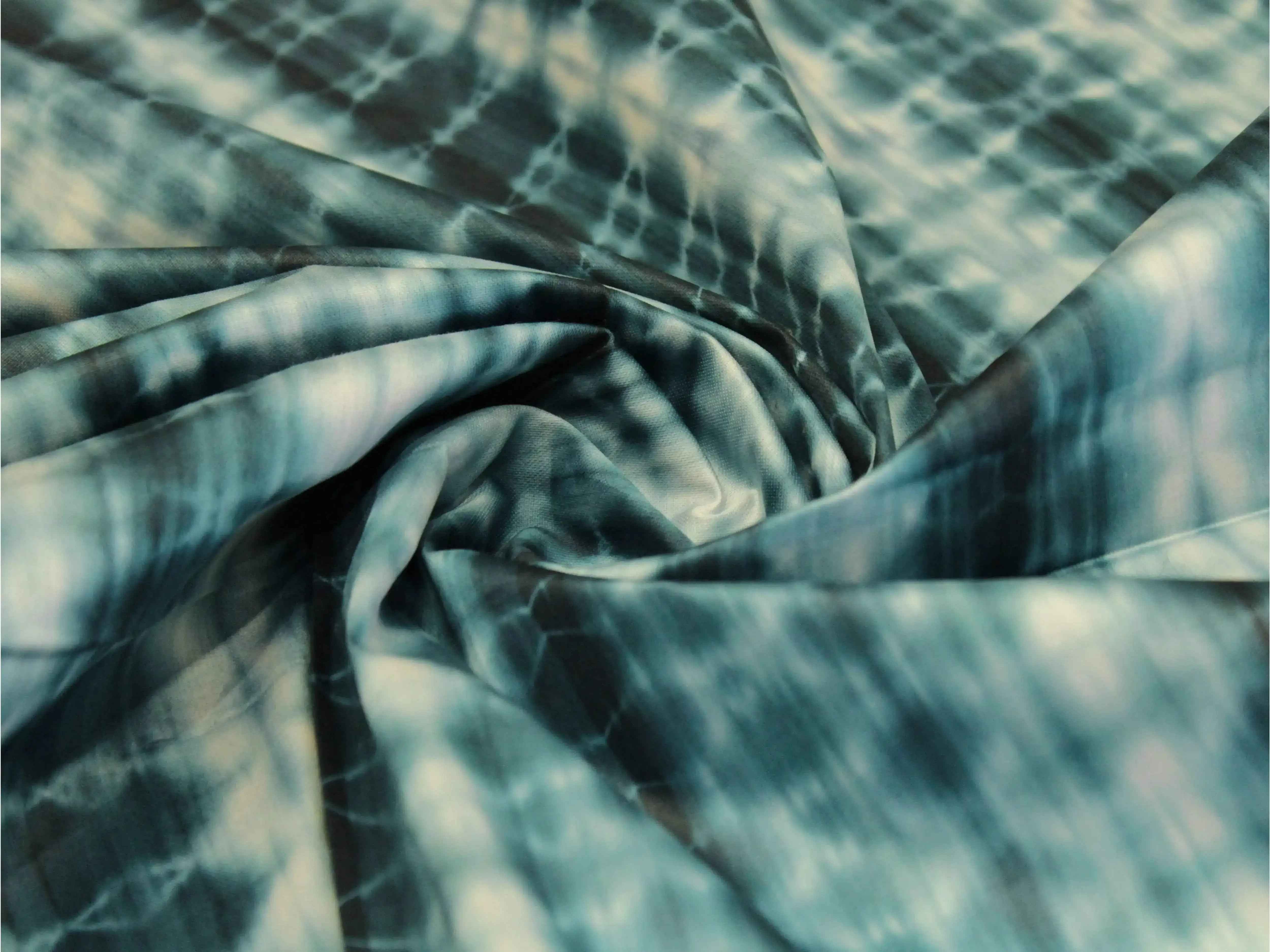 Fusion: Cotton Satin Shibori Printed Fabric - Peacock Blue