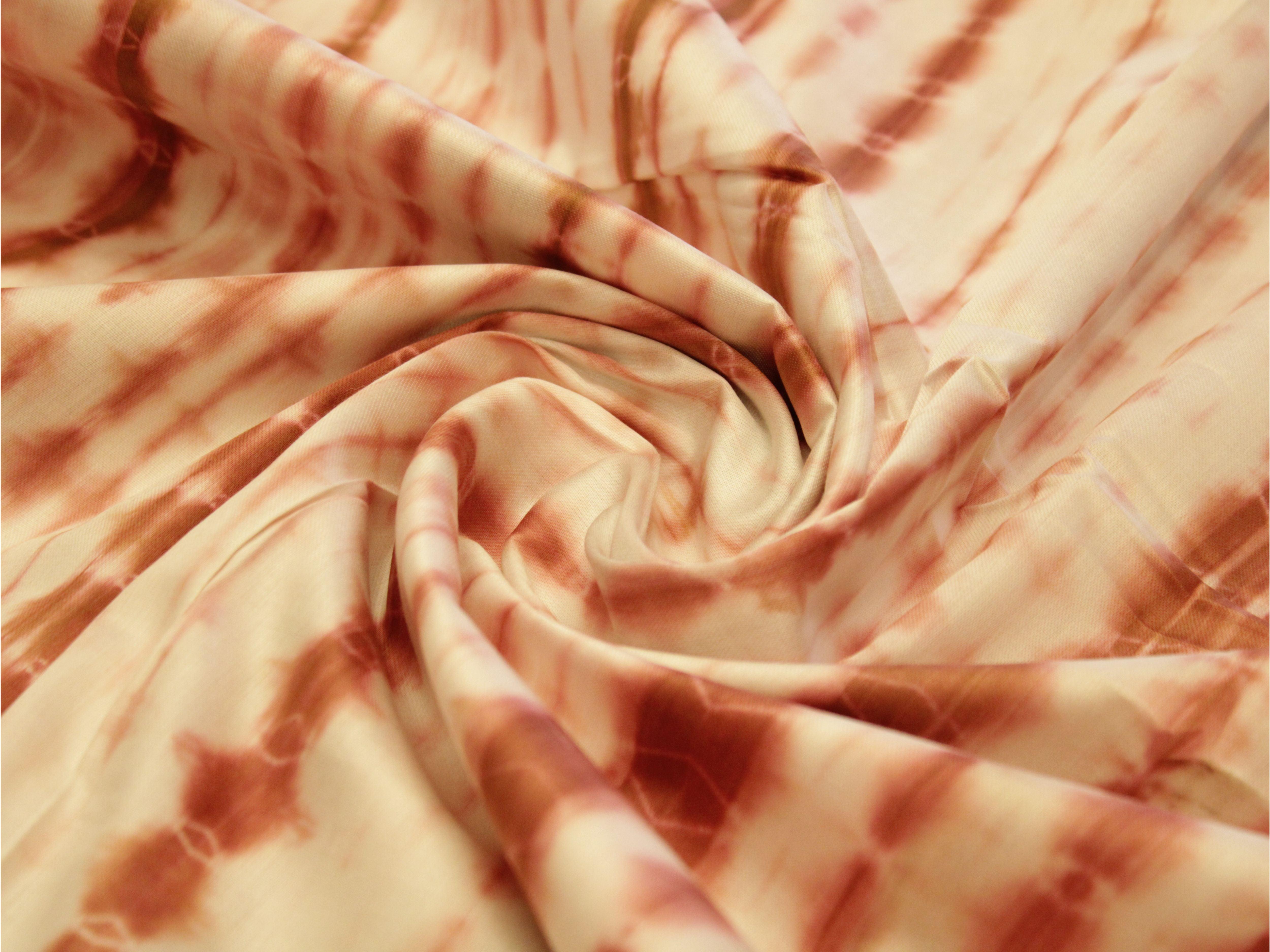 Fusion: Cotton Satin Shibori Printed Fabric - Rusty Peach - M'Foks