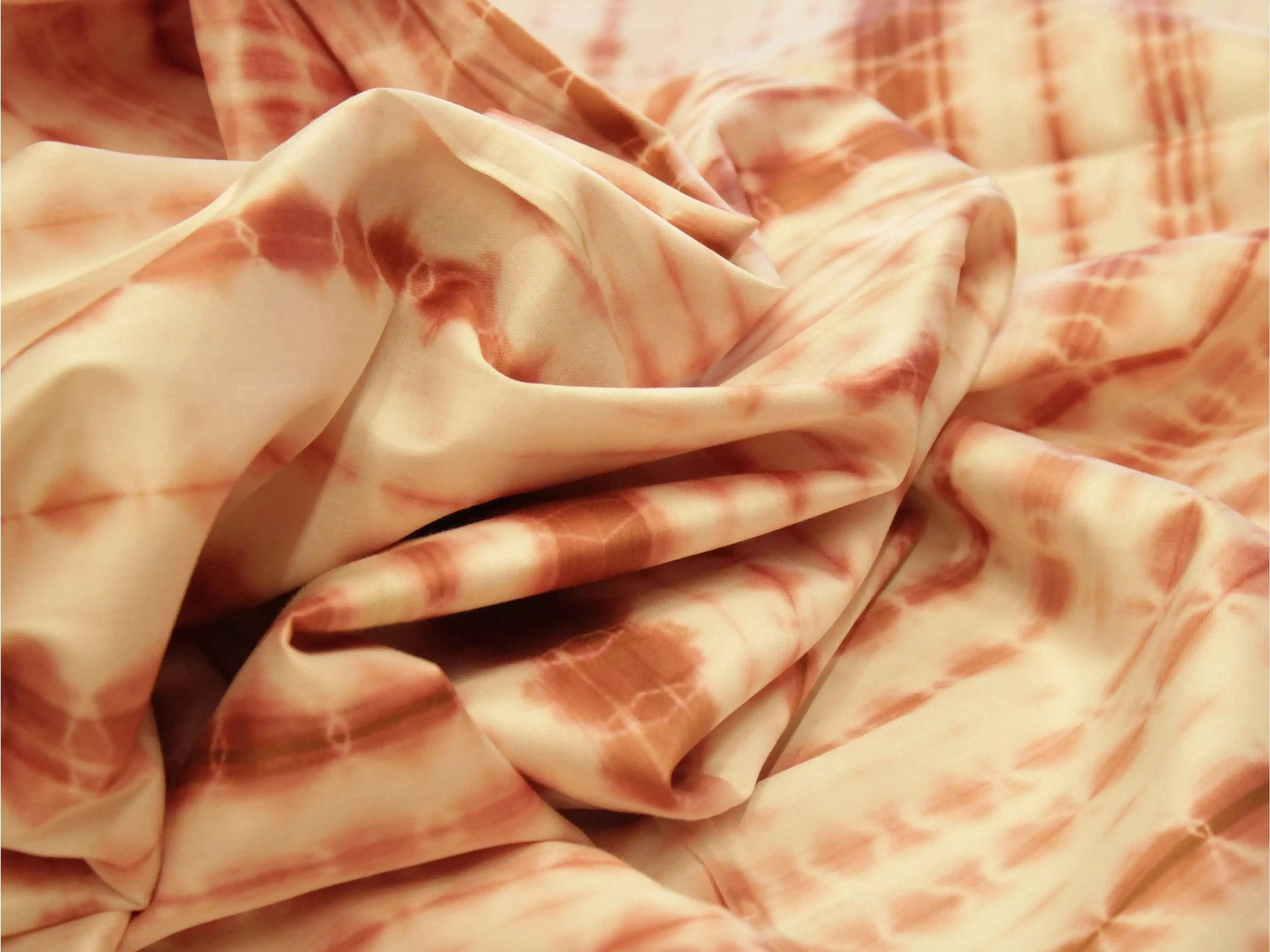 Fusion: Cotton Satin Shibori Printed Fabric - Rusty Peach