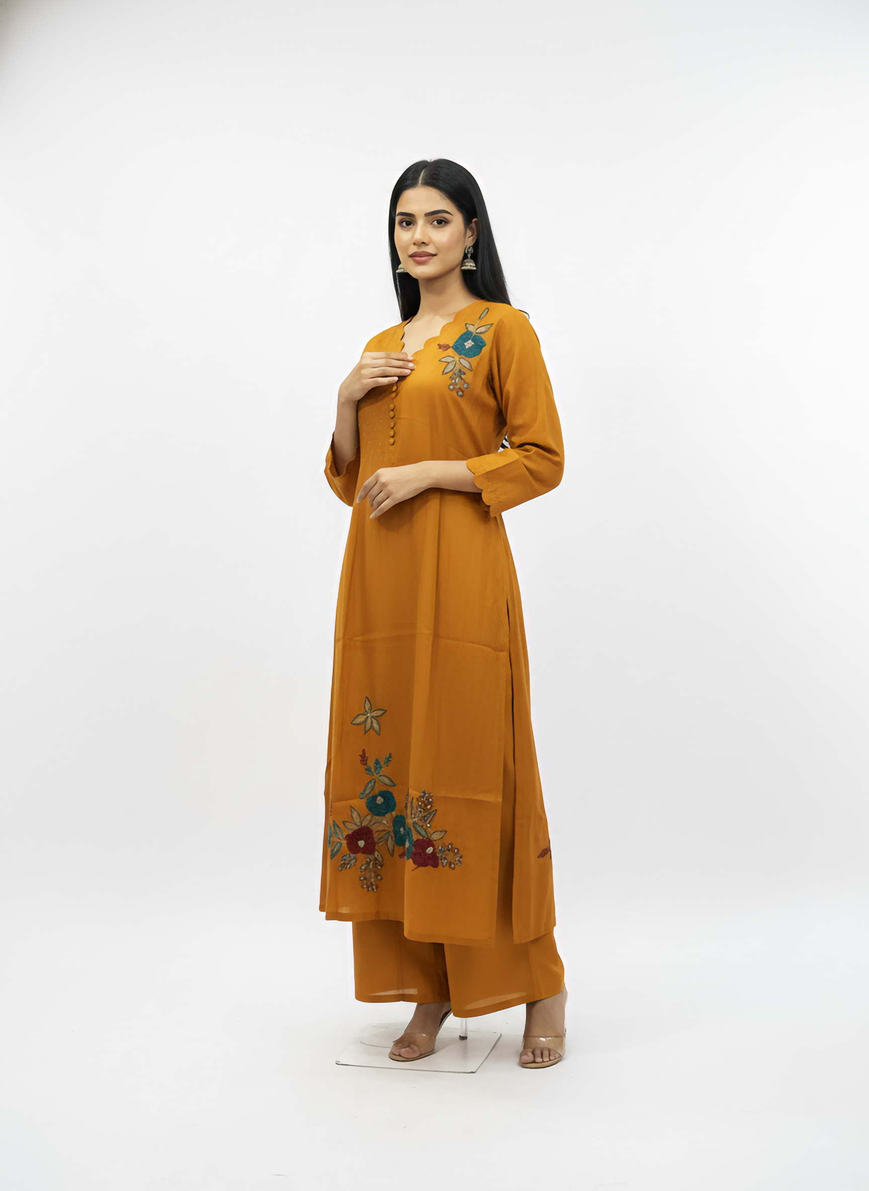 Rusty Mango Mal Chanderi A-Line Suit Set - M'Foks