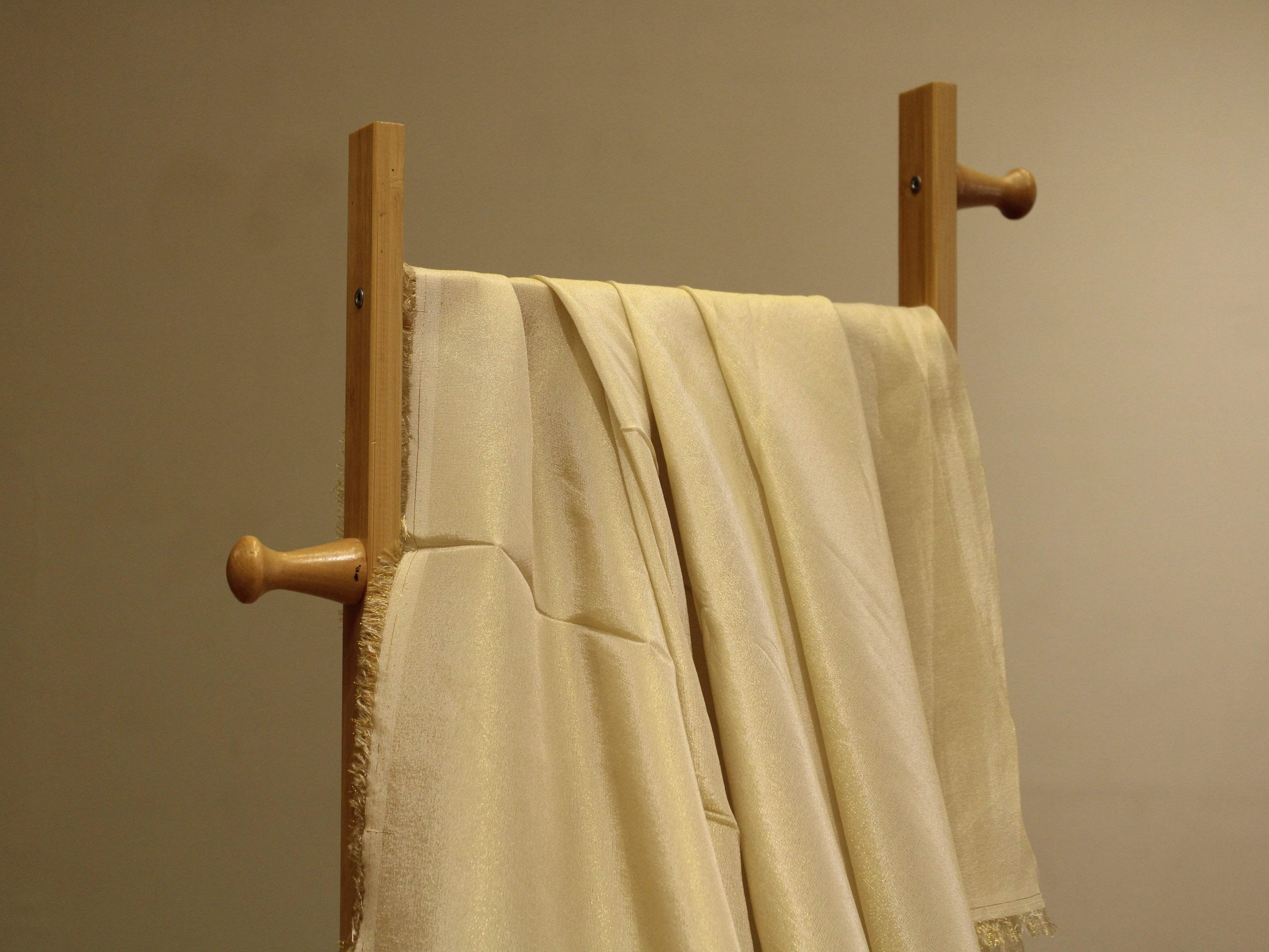 Ivory Elegance: Premium Banarasi Tissue Silk Fabric - Golden - M'Foks