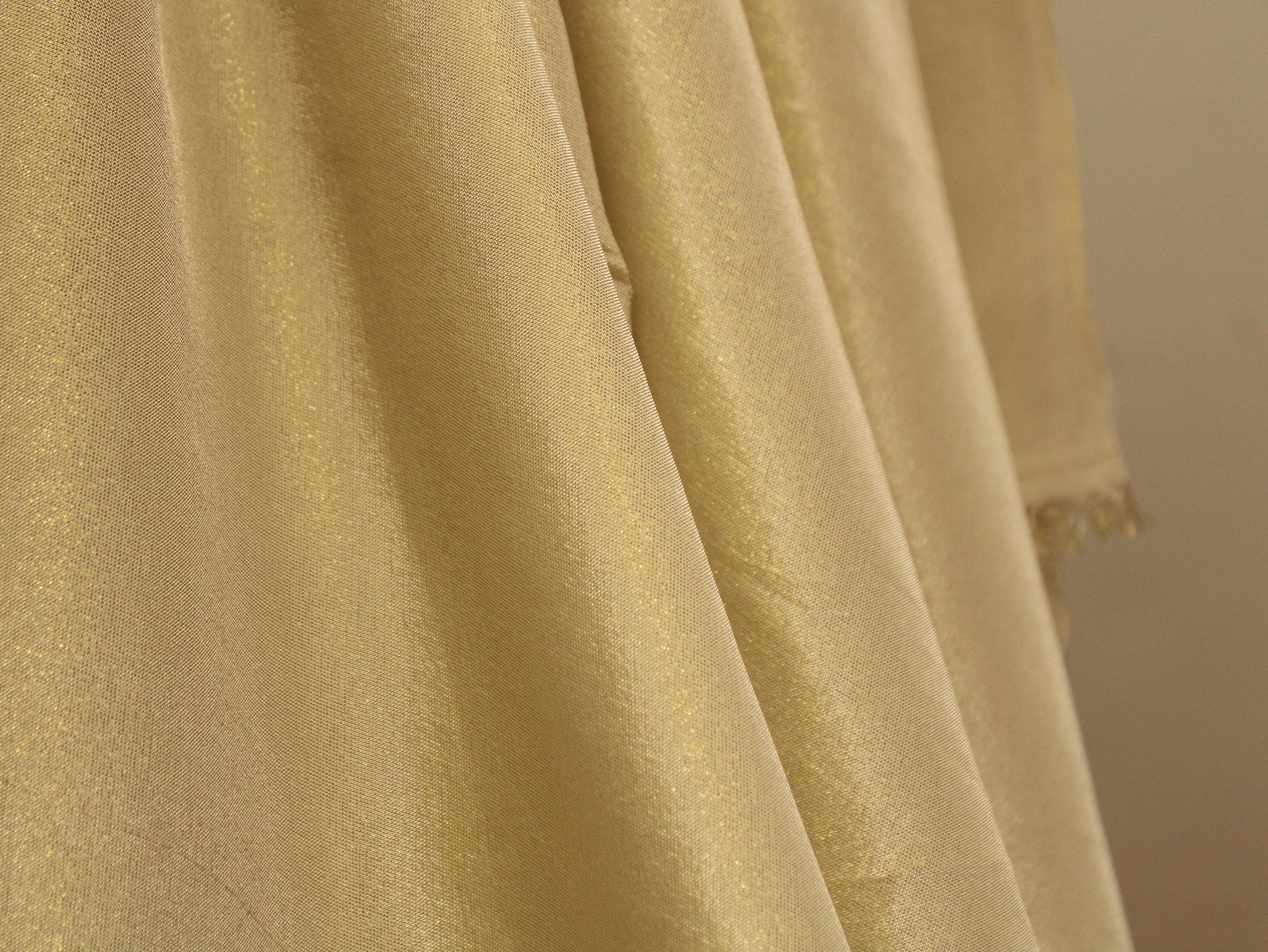Ivory Elegance: Premium Banarasi Tissue Silk Fabric - Golden - M'Foks