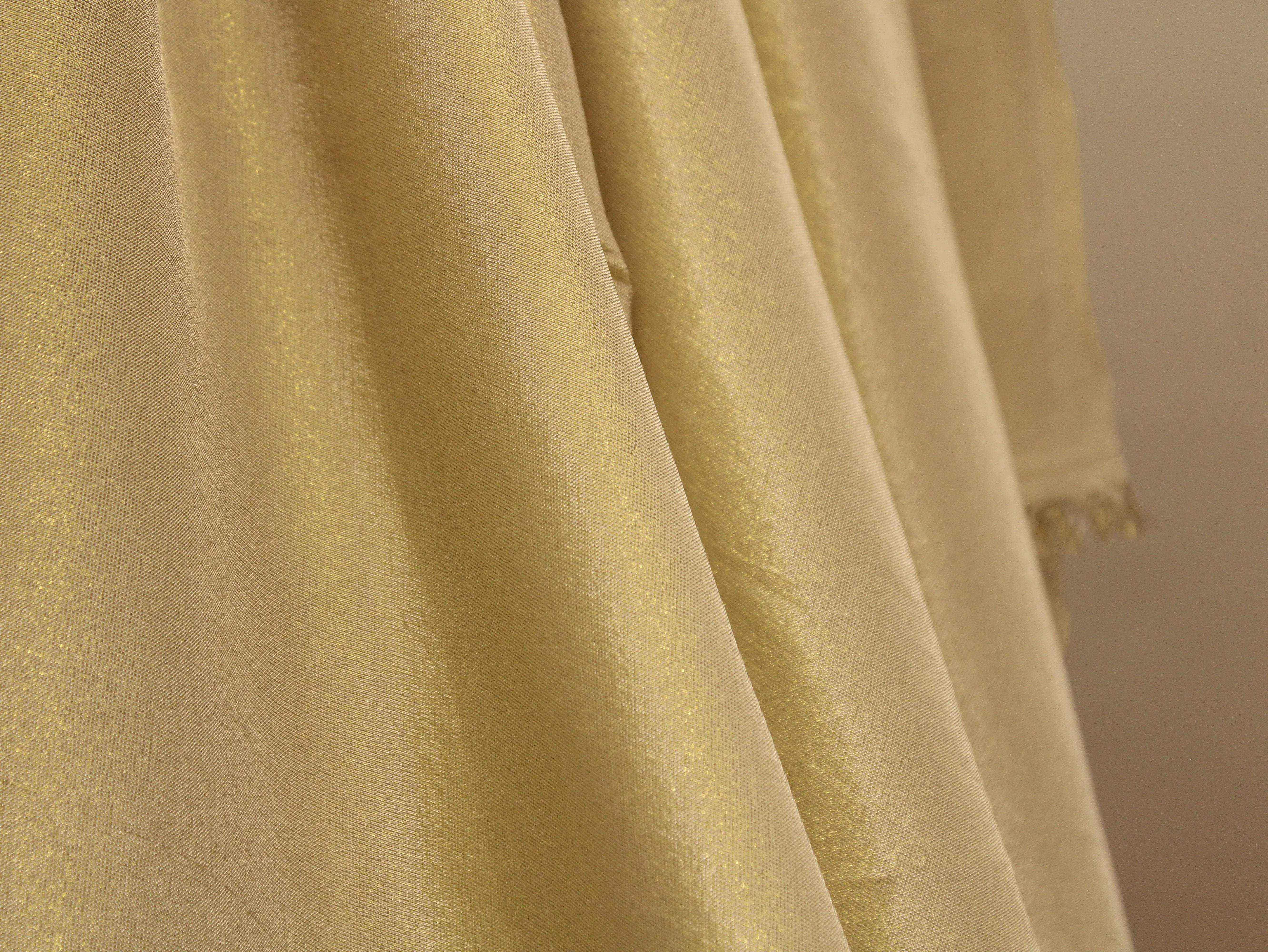 Ivory Elegance: Premium Banarasi Tissue Silk Fabric - Golden
