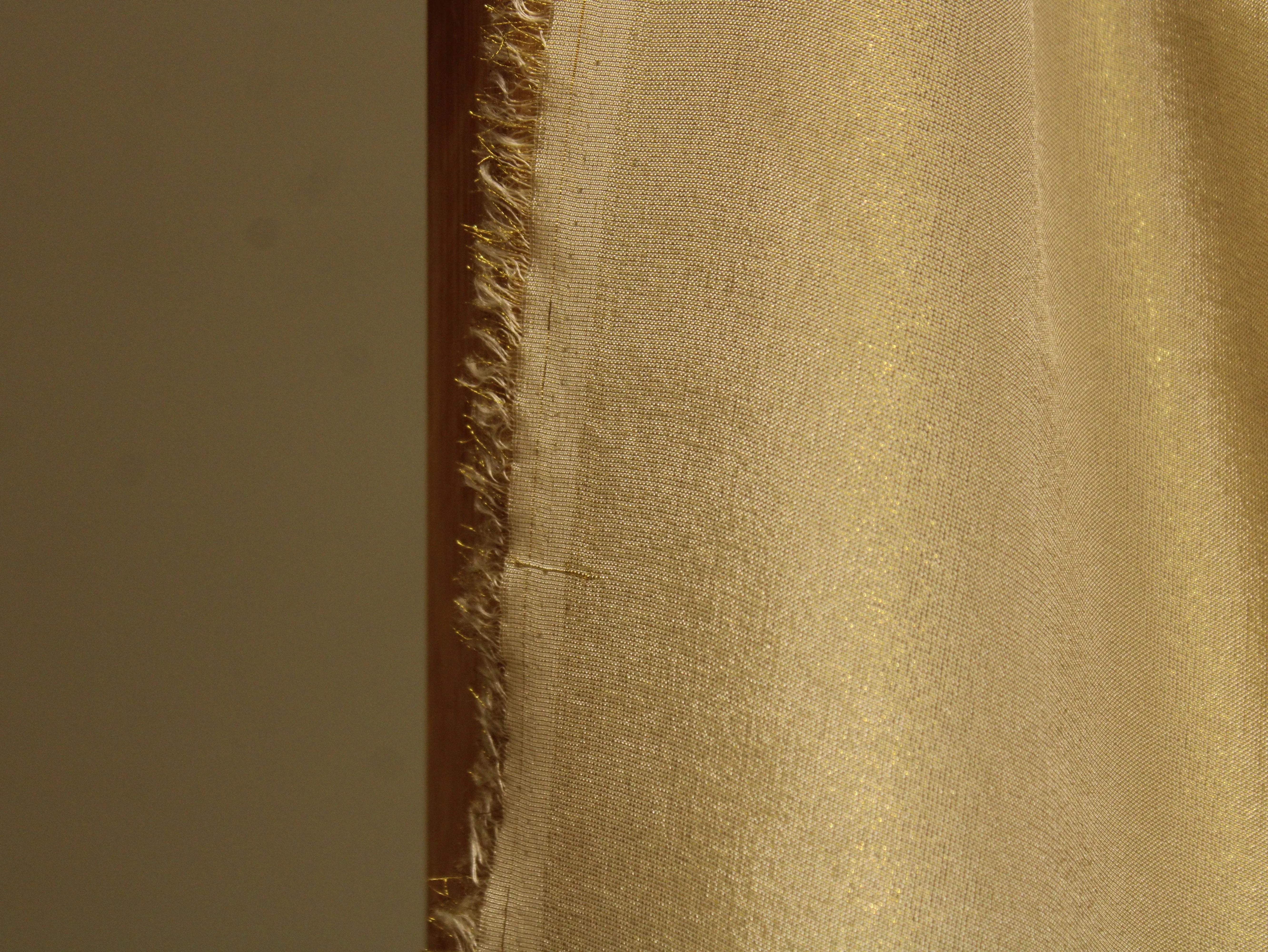 Ivory Elegance: Premium Banarasi Tissue Silk Fabric - Golden - M'Foks