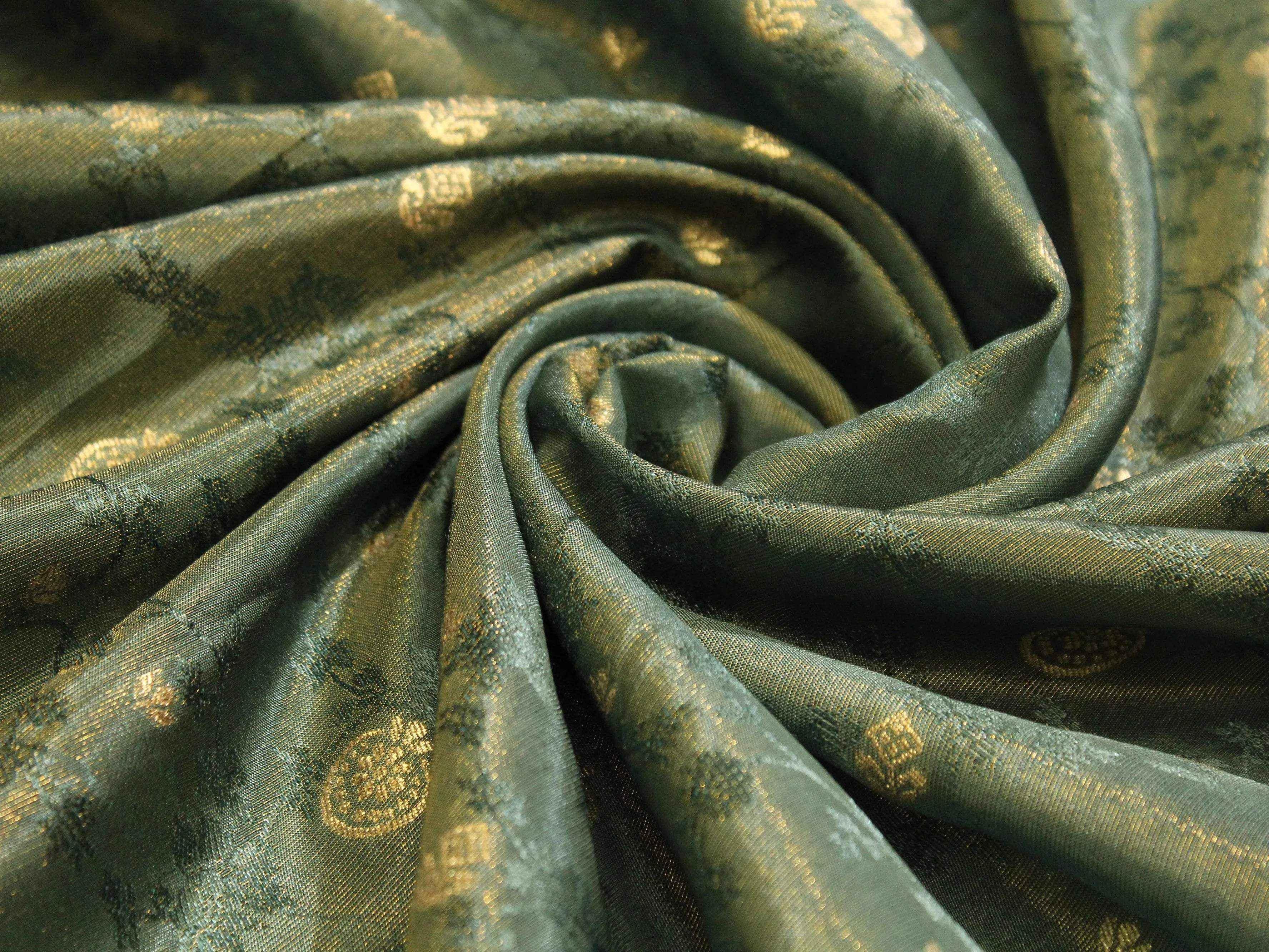 Tissue Self-Woven Jacquard Fabric - Teal Blue